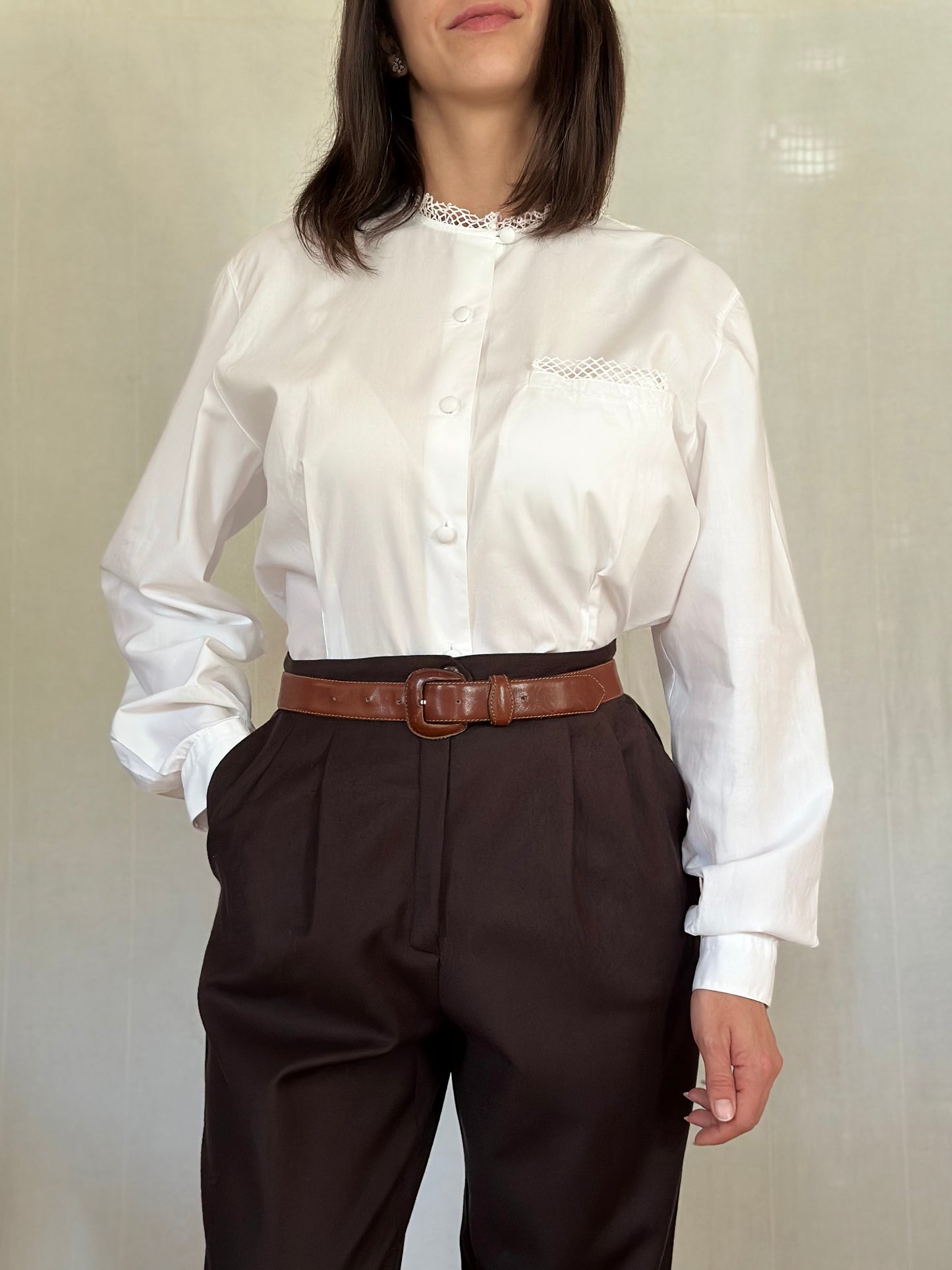 Camicia Vintage Anni ‘90 Calbros in Cotone Bianca Tg.46/48