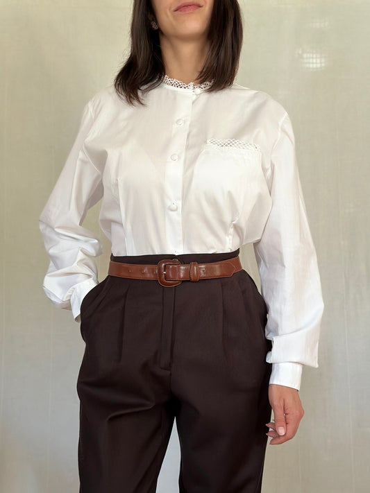 Camicia Vintage Anni ‘90 Calbros in Cotone Bianca Tg.46/48