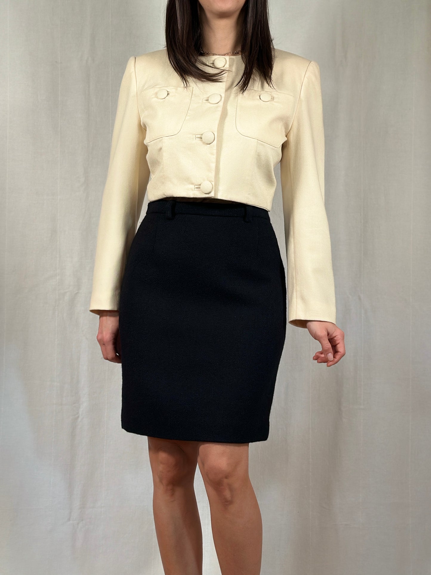 Giacca Crop Vintage Anni ‘80 Marina Babini in Kashmir Crema Tg.42