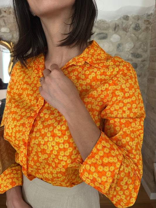 Camicia Benetton Fiori Arancioni Tg.40/42
