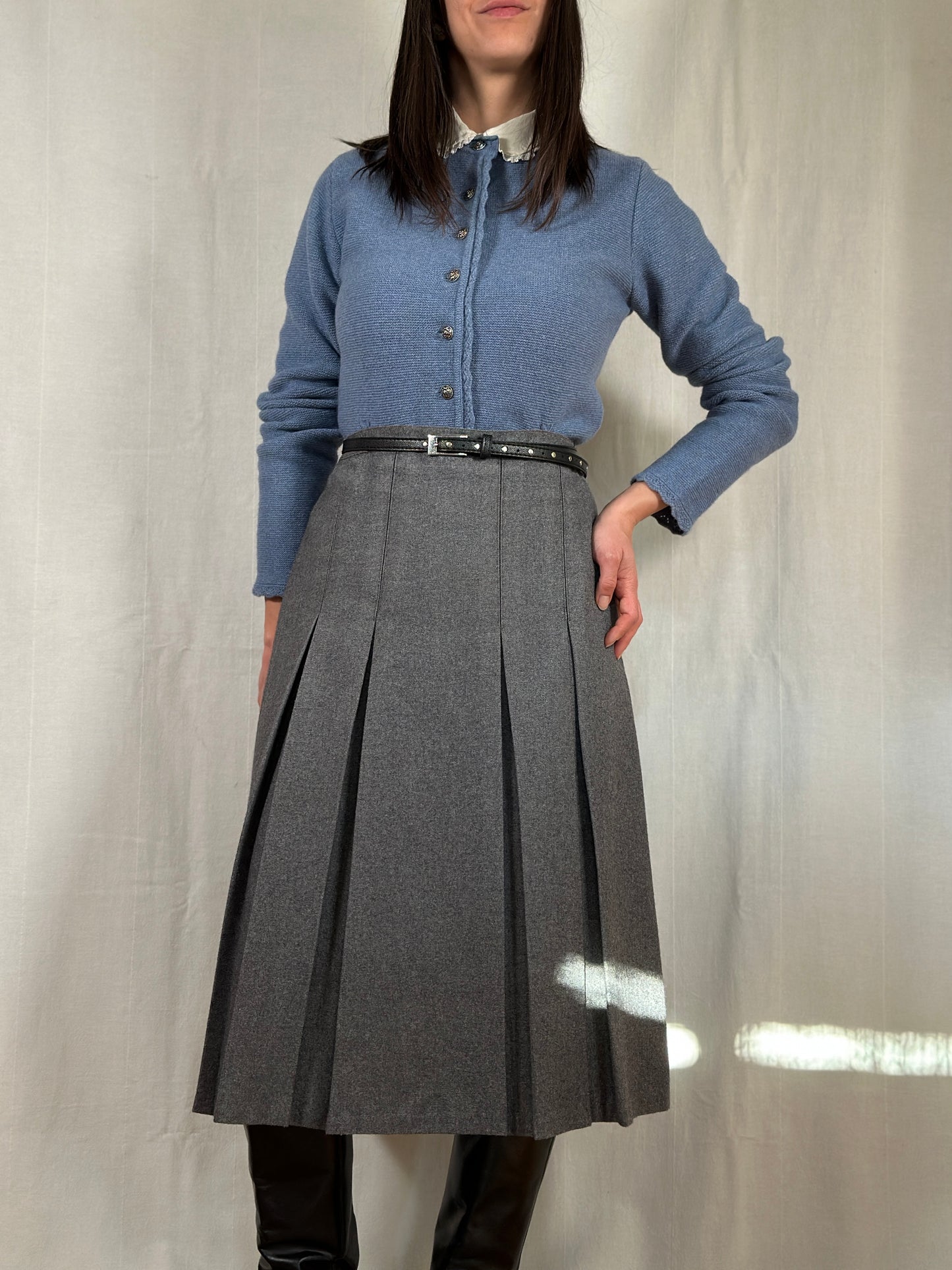 Gonna Vintage in Poli e Lana Grigia Tg.44