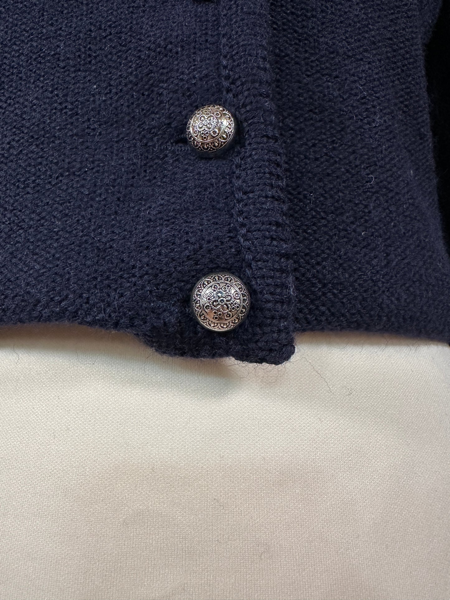 Cardigan Vintage Astrifa in Lana Blu Tg.40/42