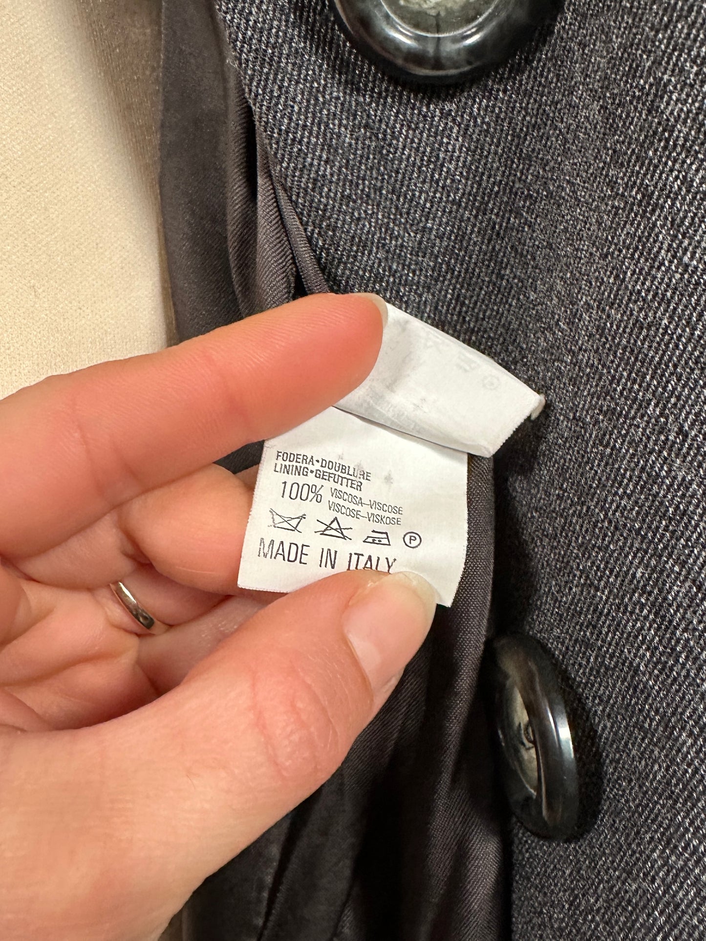 Giacca Lunga Vintage Anni ‘70 in Misto Lana Grigio Scuro