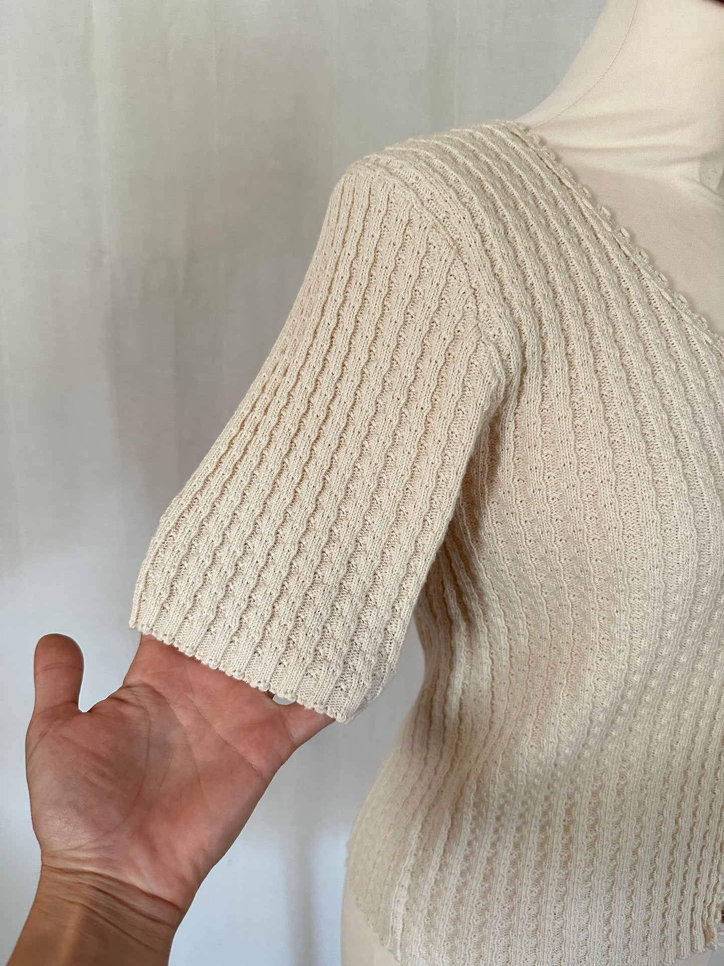 Maglia Anni ‘90 in Cotone a Coste Beige