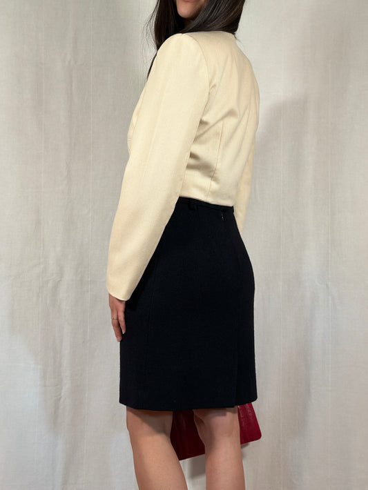 Giacca Crop Vintage Anni ‘80 Marina Babini in Kashmir Crema Tg.42
