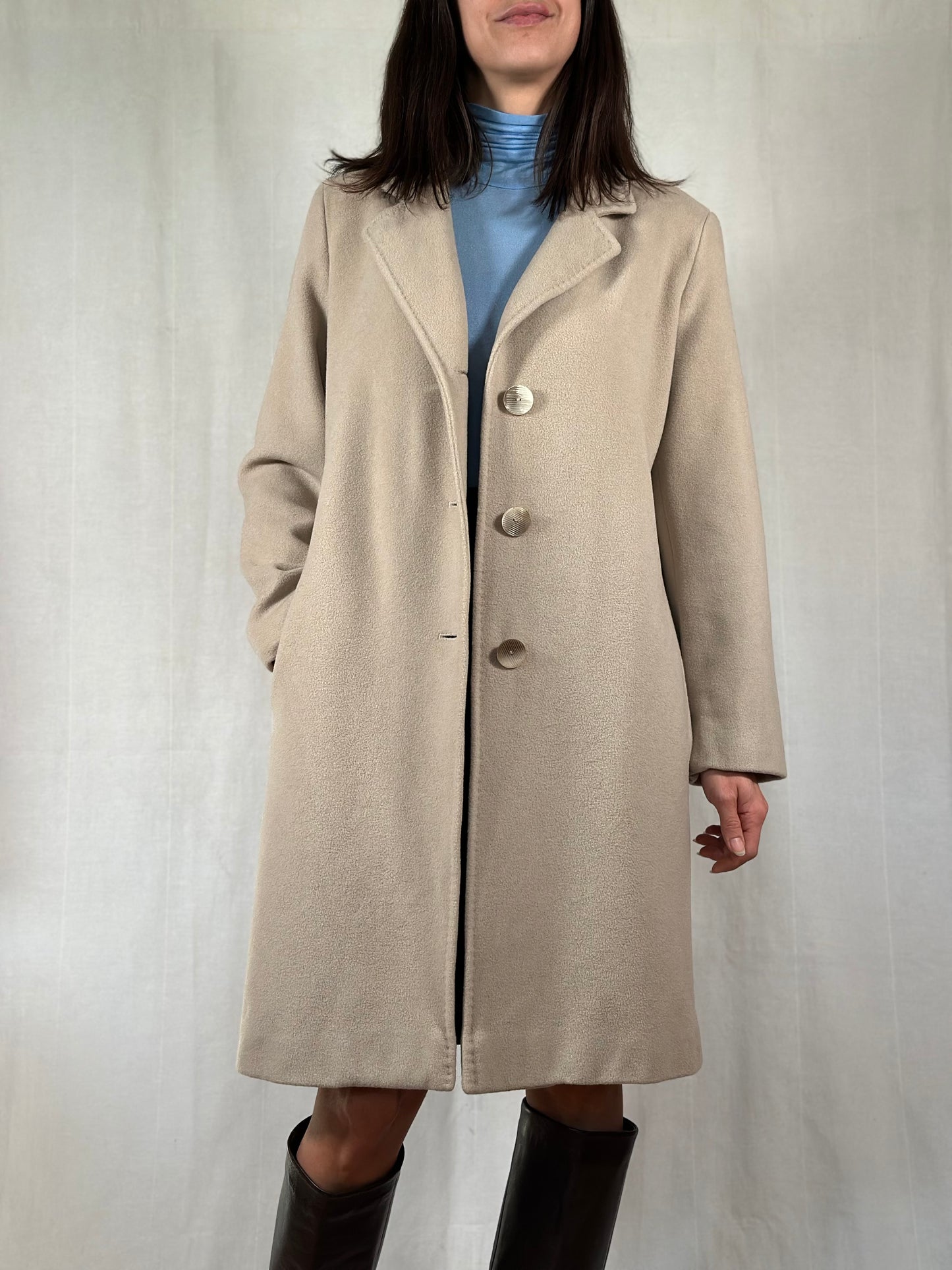 Cappotto Delia Ferrari in Lana Greige