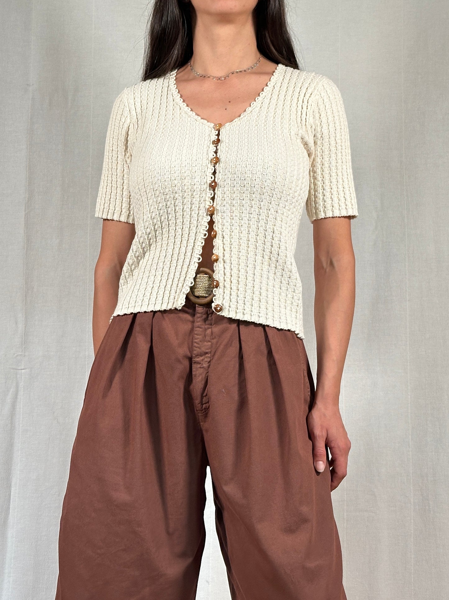 Maglia Anni ‘90 in Cotone a Coste Beige