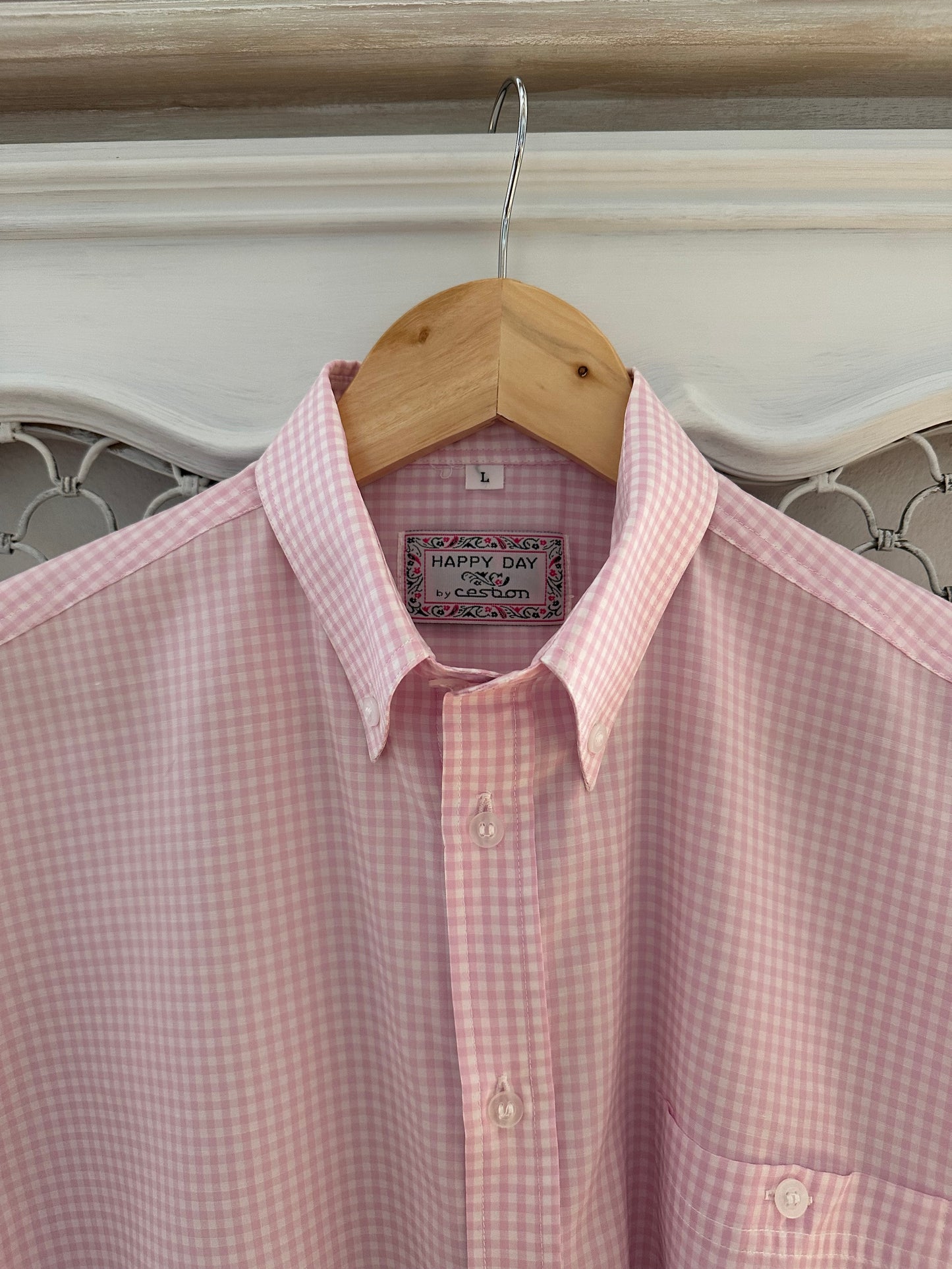 Camicia Anni Novanta Vichy Bianco e Rosa Tg.46/48