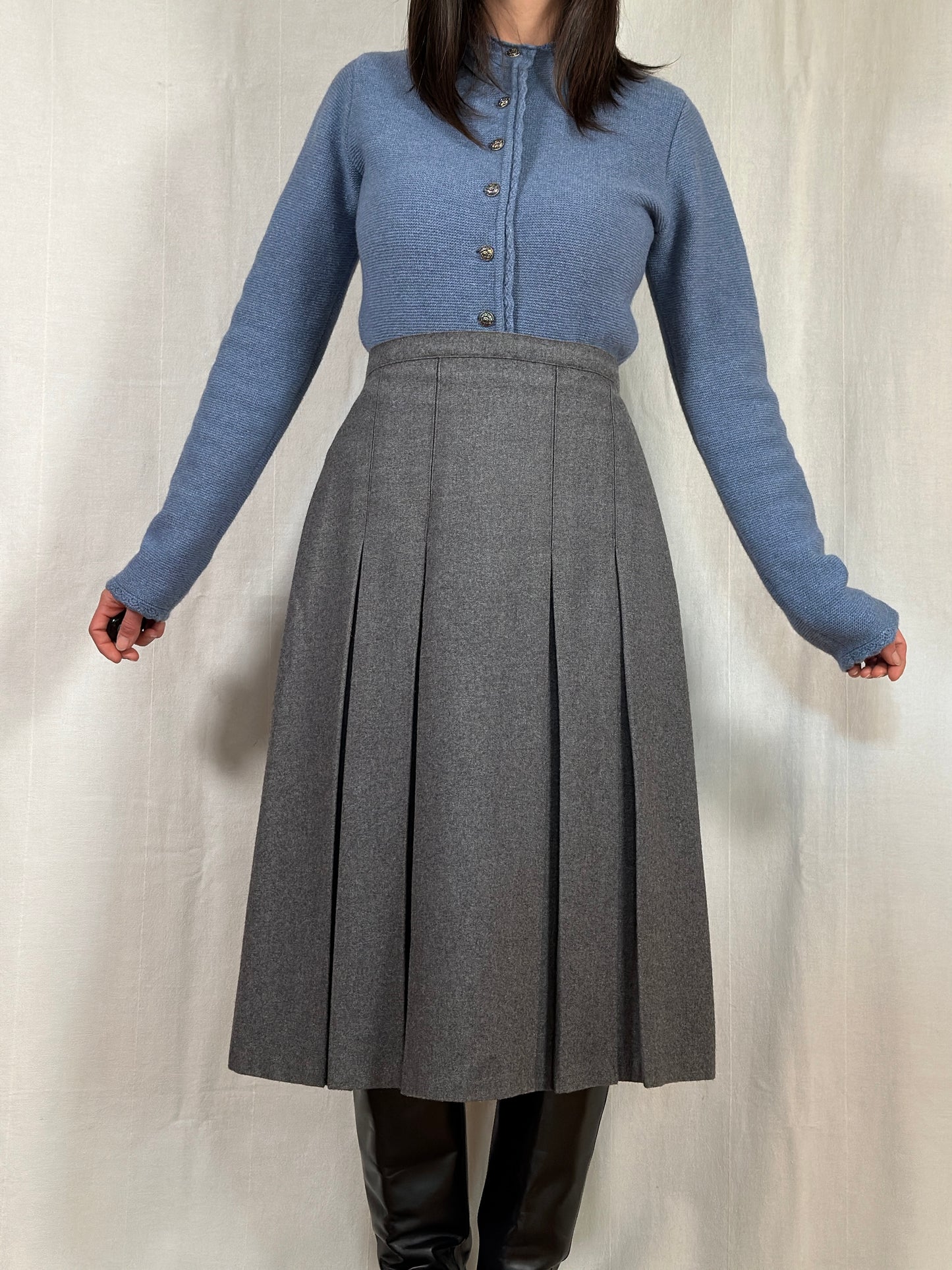Gonna Vintage in Poli e Lana Grigia Tg.44