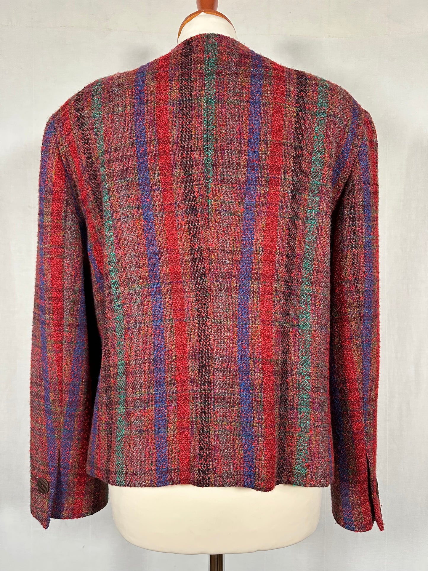 Giacca Missoni Vintage Anni ‘80 in Tweed di Lana Bouclé Bordeaux Tg.44/46