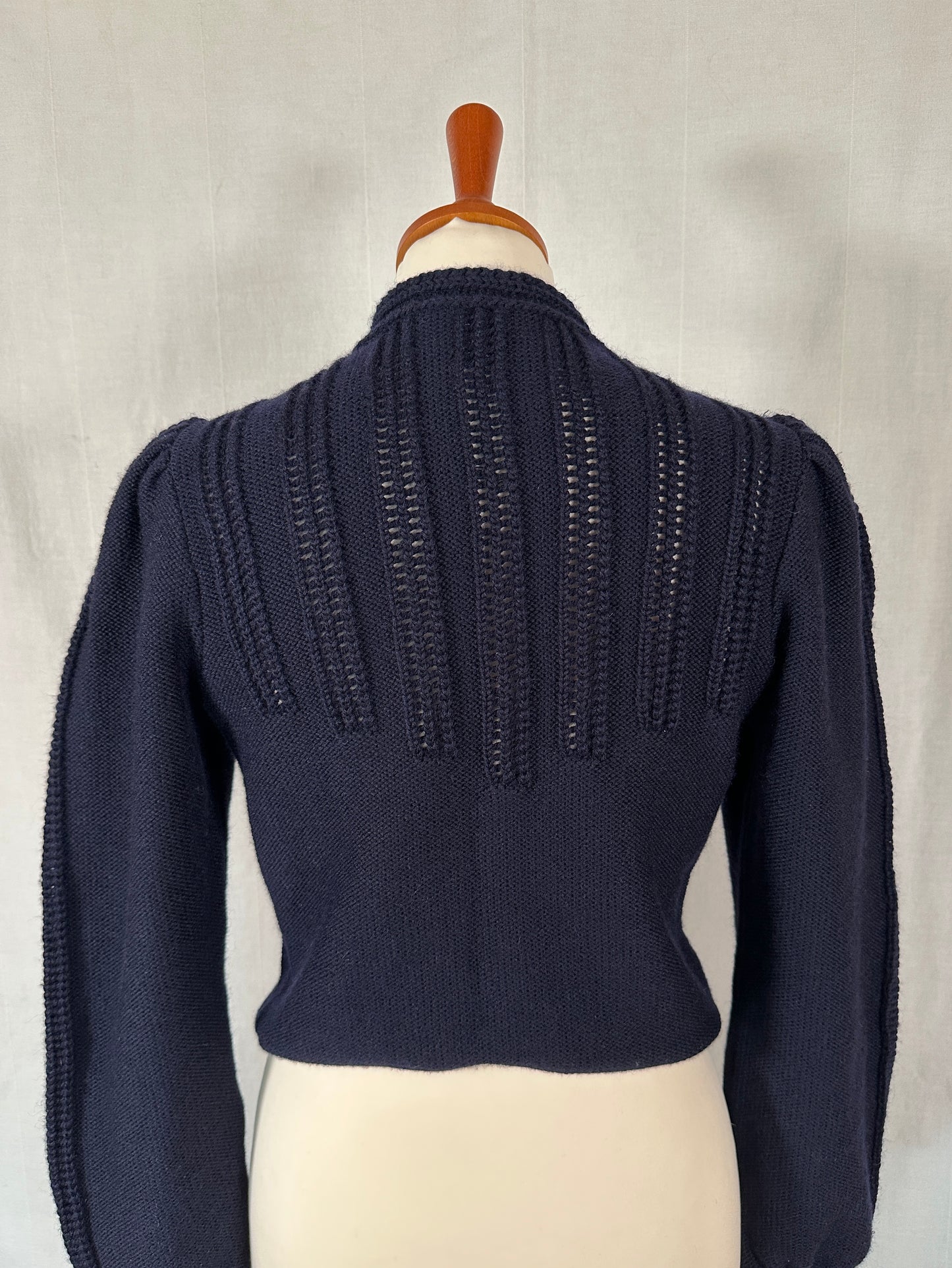 Cardigan Vintage Astrifa in Lana Blu Tg.40/42