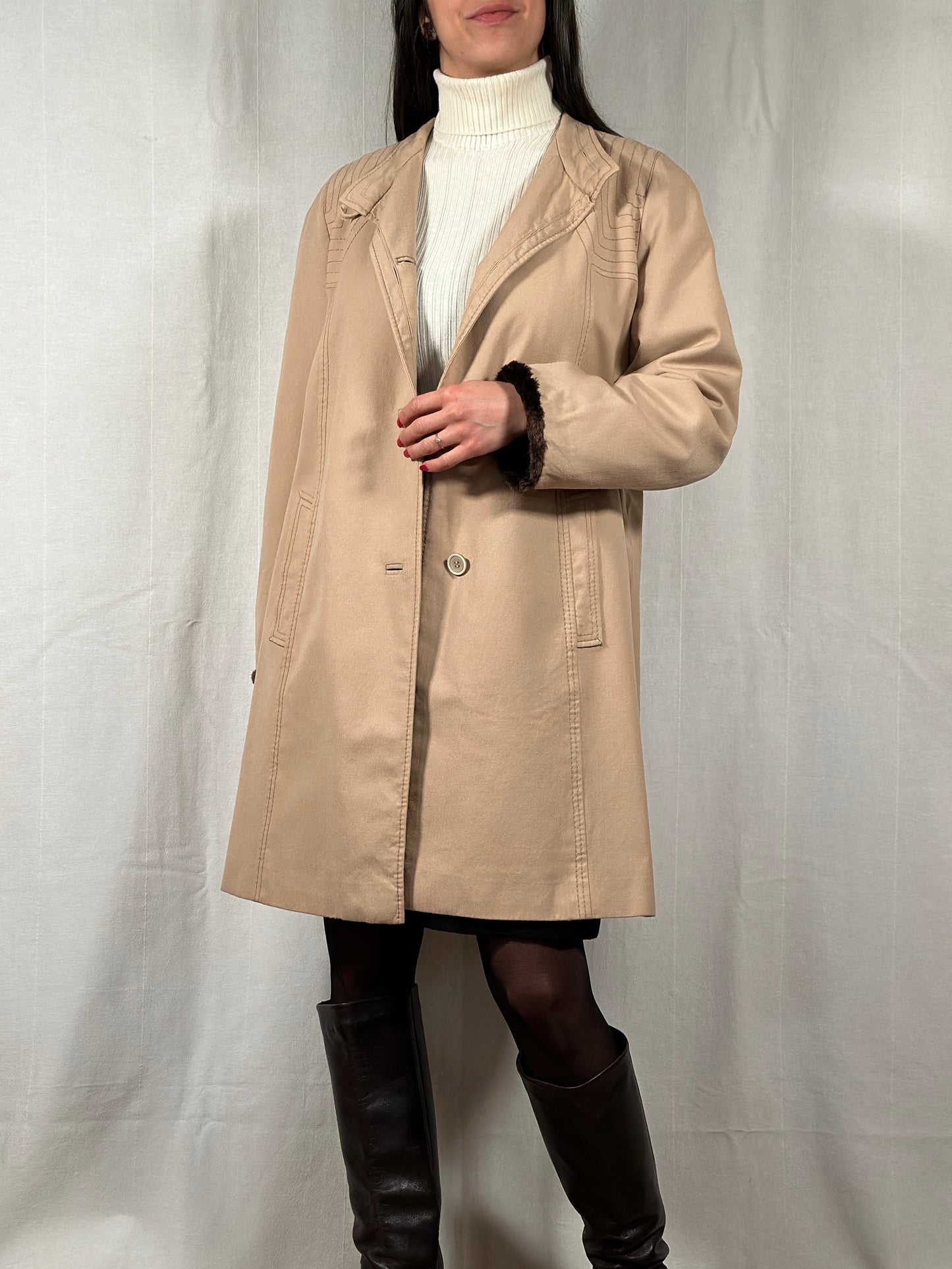 Cappotto Anni ‘70 in Lana con Gilet in Castoro