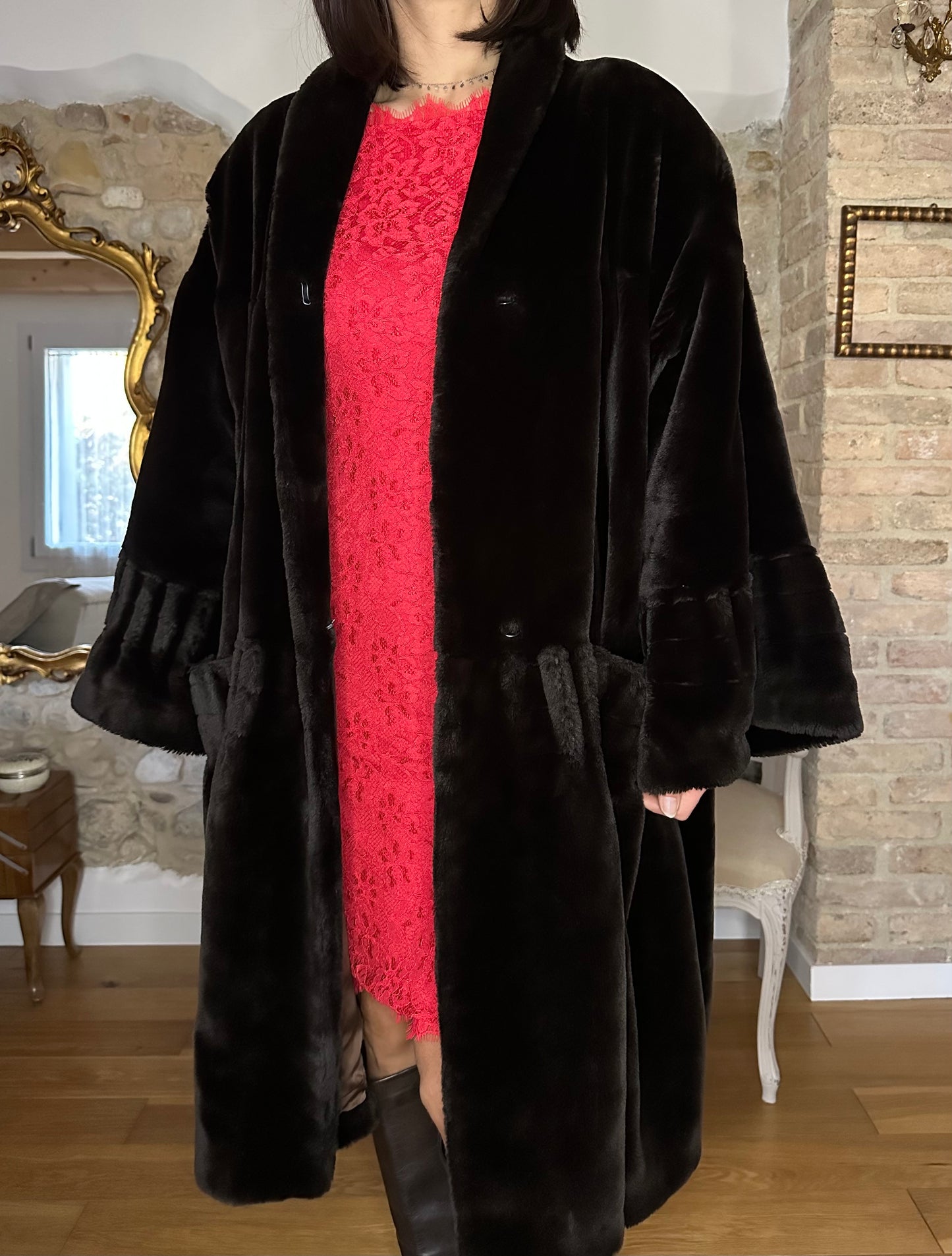 Pelliccia Sintetica Anni ‘80 Marrone Tg. Unica