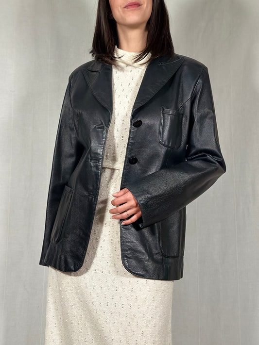 Giacca Mad’s Anni 2000 in Pelle Blu Tg.40/42