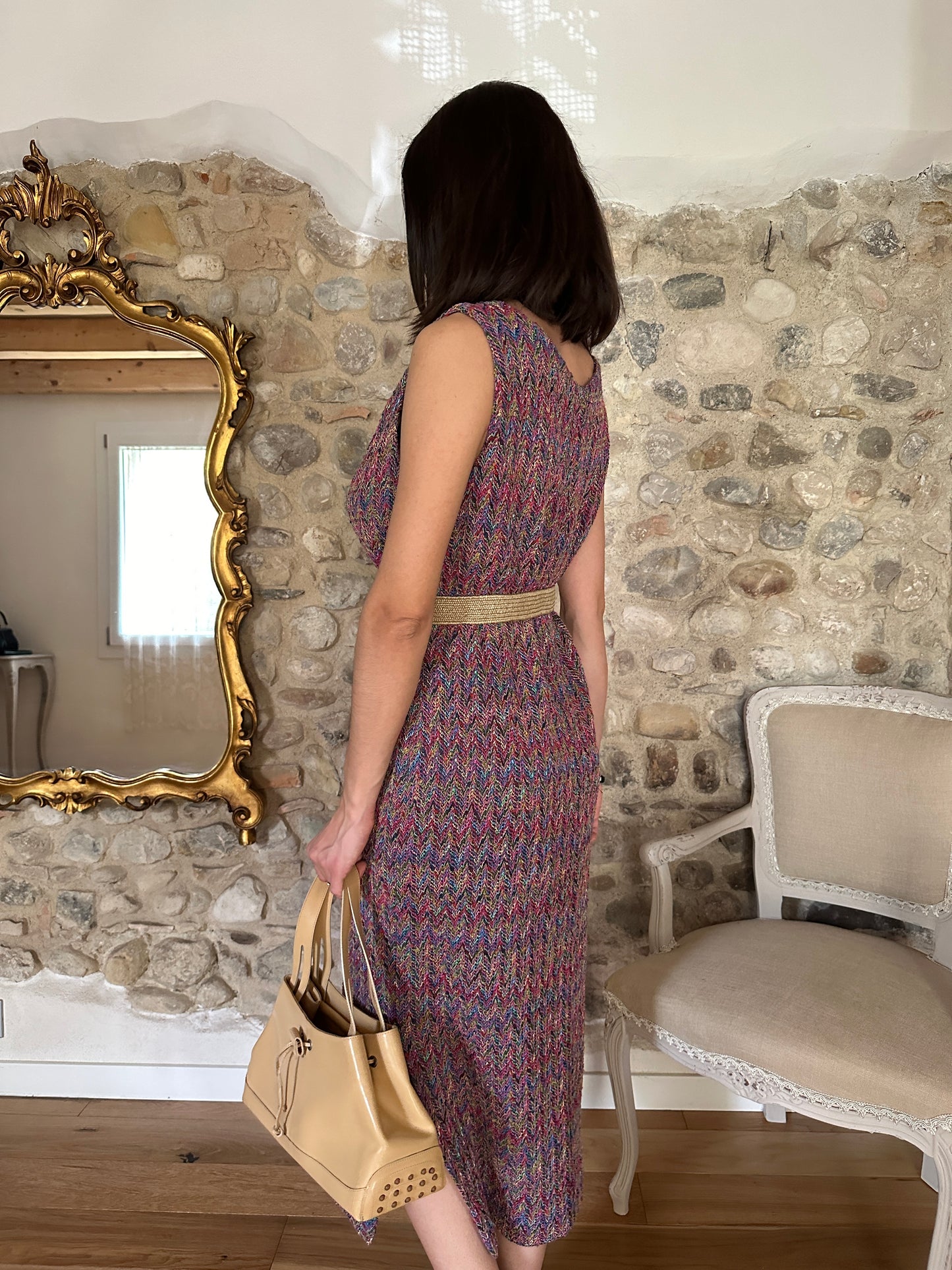 Abito Lungo Multicolore Sartoriale Anni ‘90 Tg.44/46