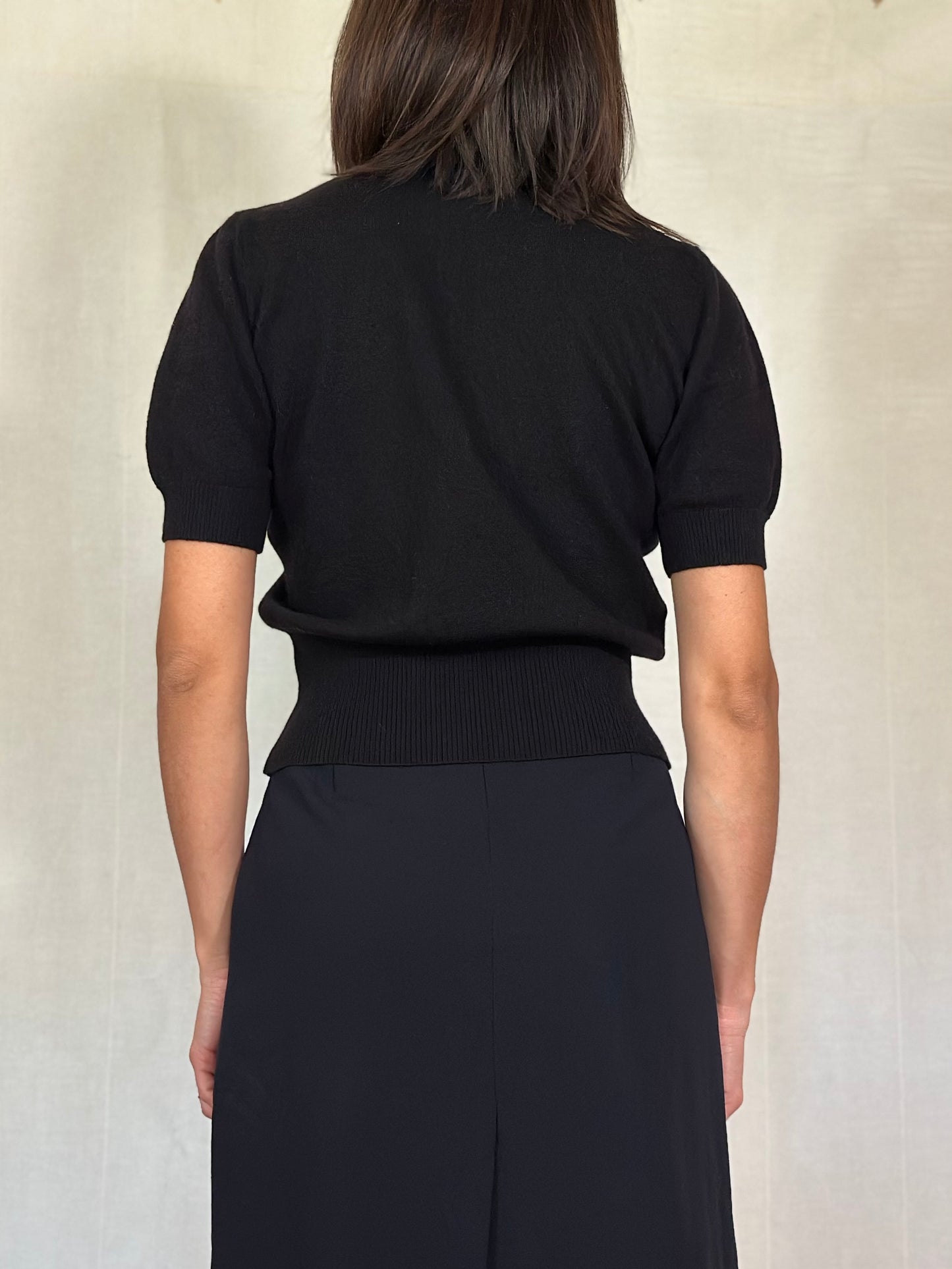 Sottogiacca Vintage Mazzonetto Manica Corta in Lana Nero Tg.40/42/44