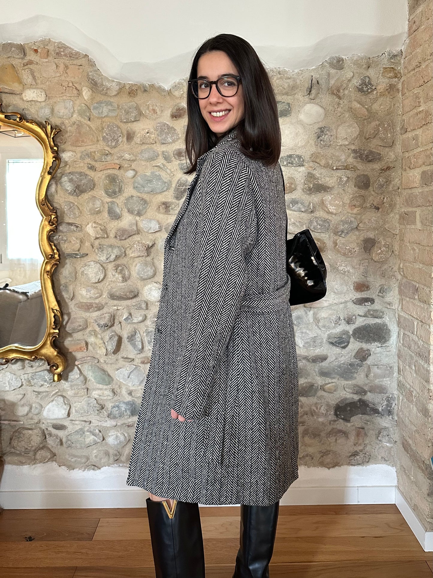 Cappotto Spigato Sartoriale in Misto Lana Tg.42