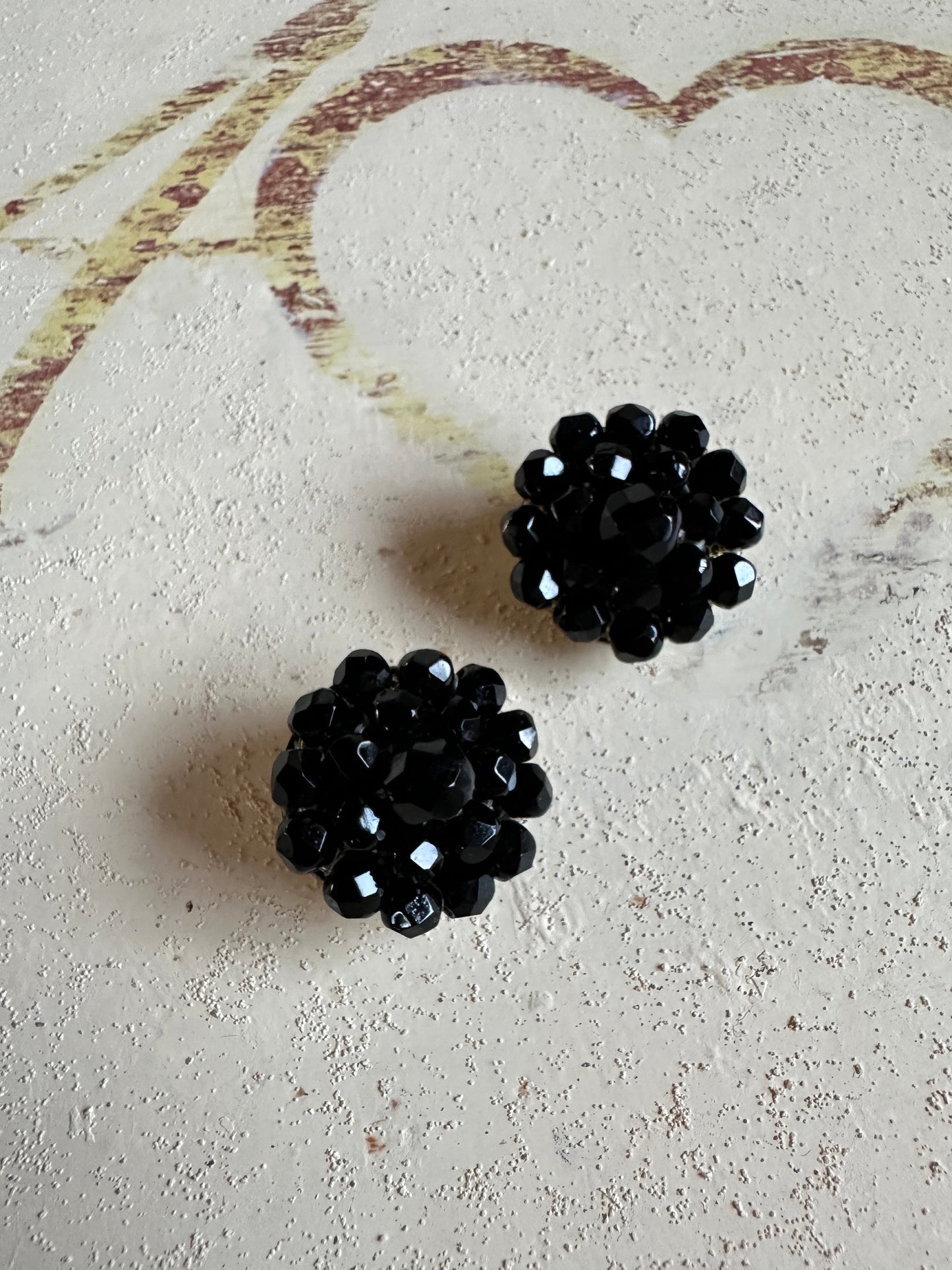 Orecchini Anni ‘60 a Clip con Perline Neri