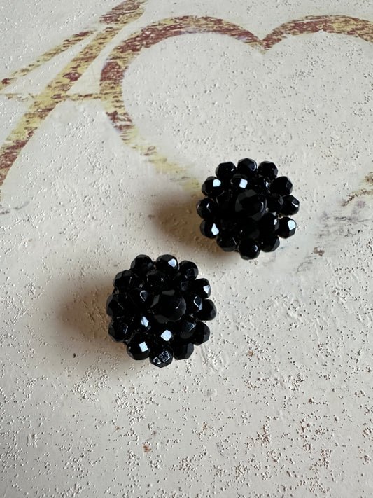 Orecchini Anni ‘60 a Clip con Perline Neri