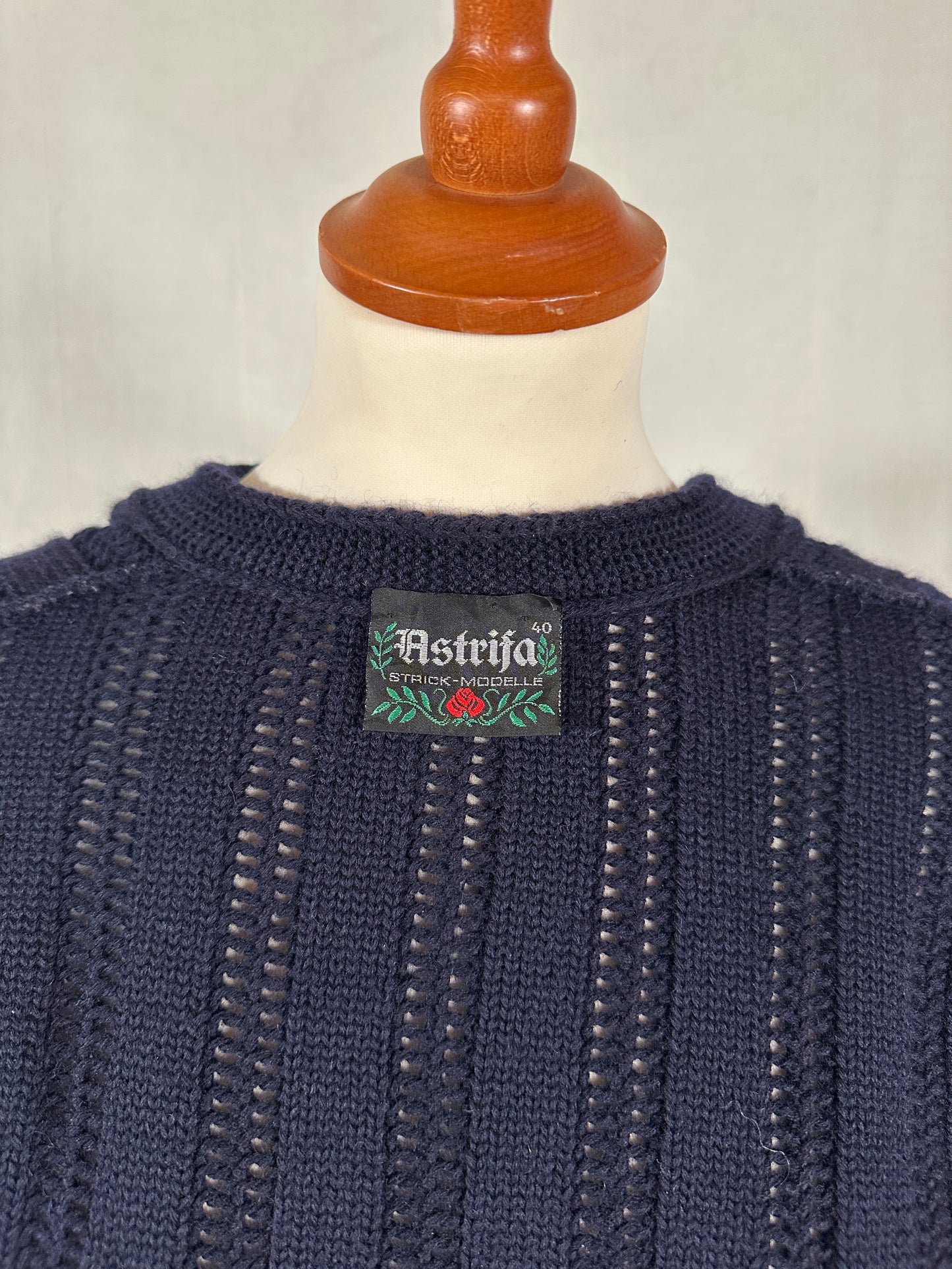 Cardigan Vintage Astrifa in Lana Blu Tg.40/42