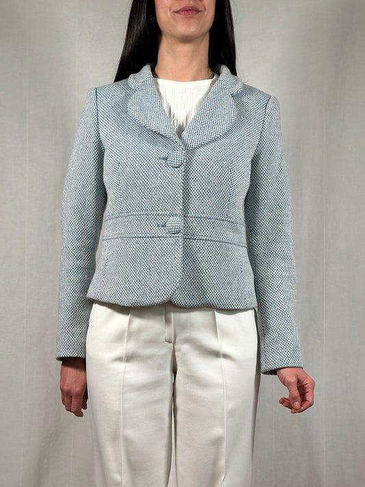 Giacca Benetton in Misto Lana Panna e Azzurro