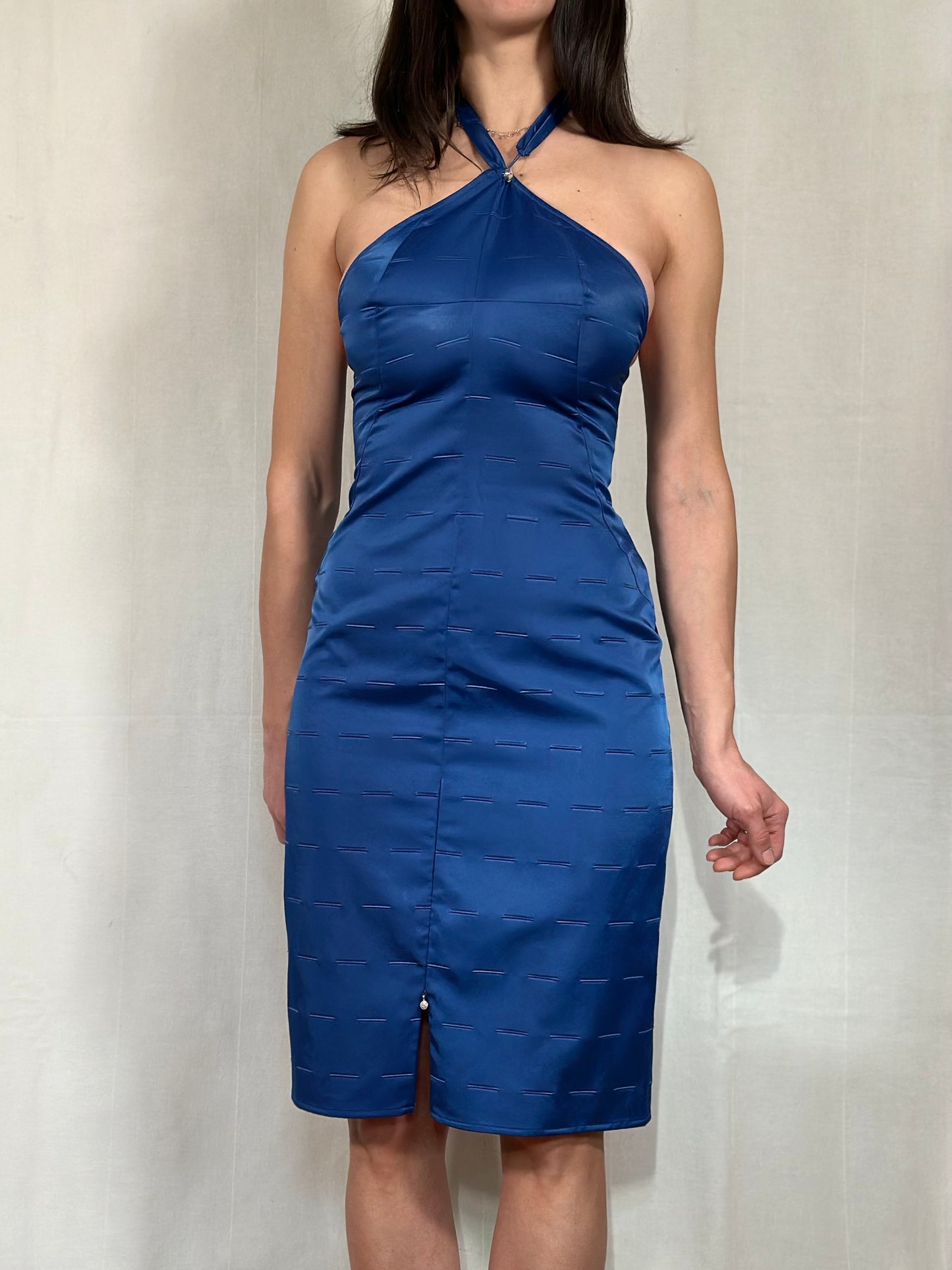 Abito Halter Versace Jeans Couture Blu Elettrico