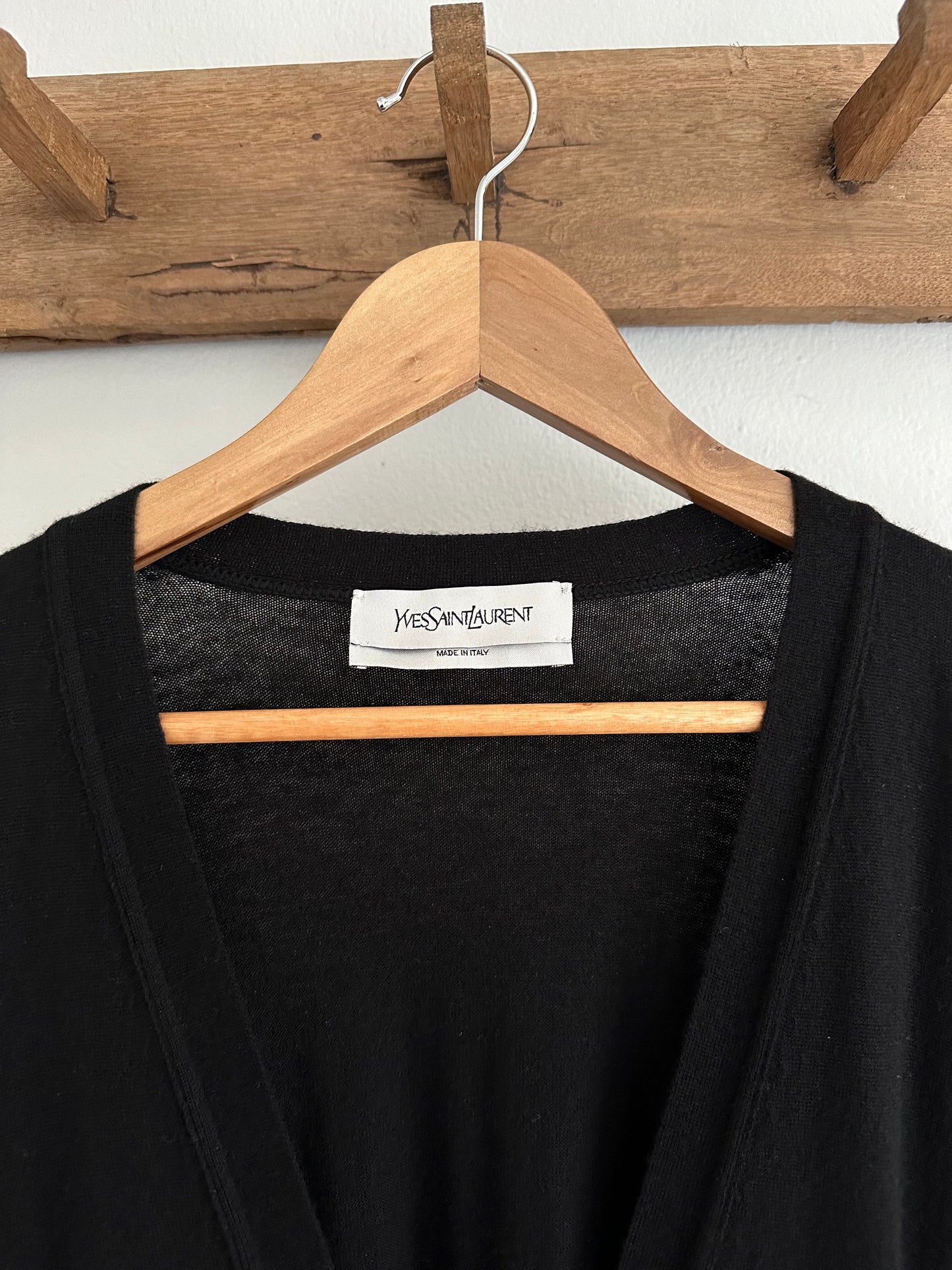 Cardigan Yves Saint Laurent Lungo in Lana Nero Tg.Unica