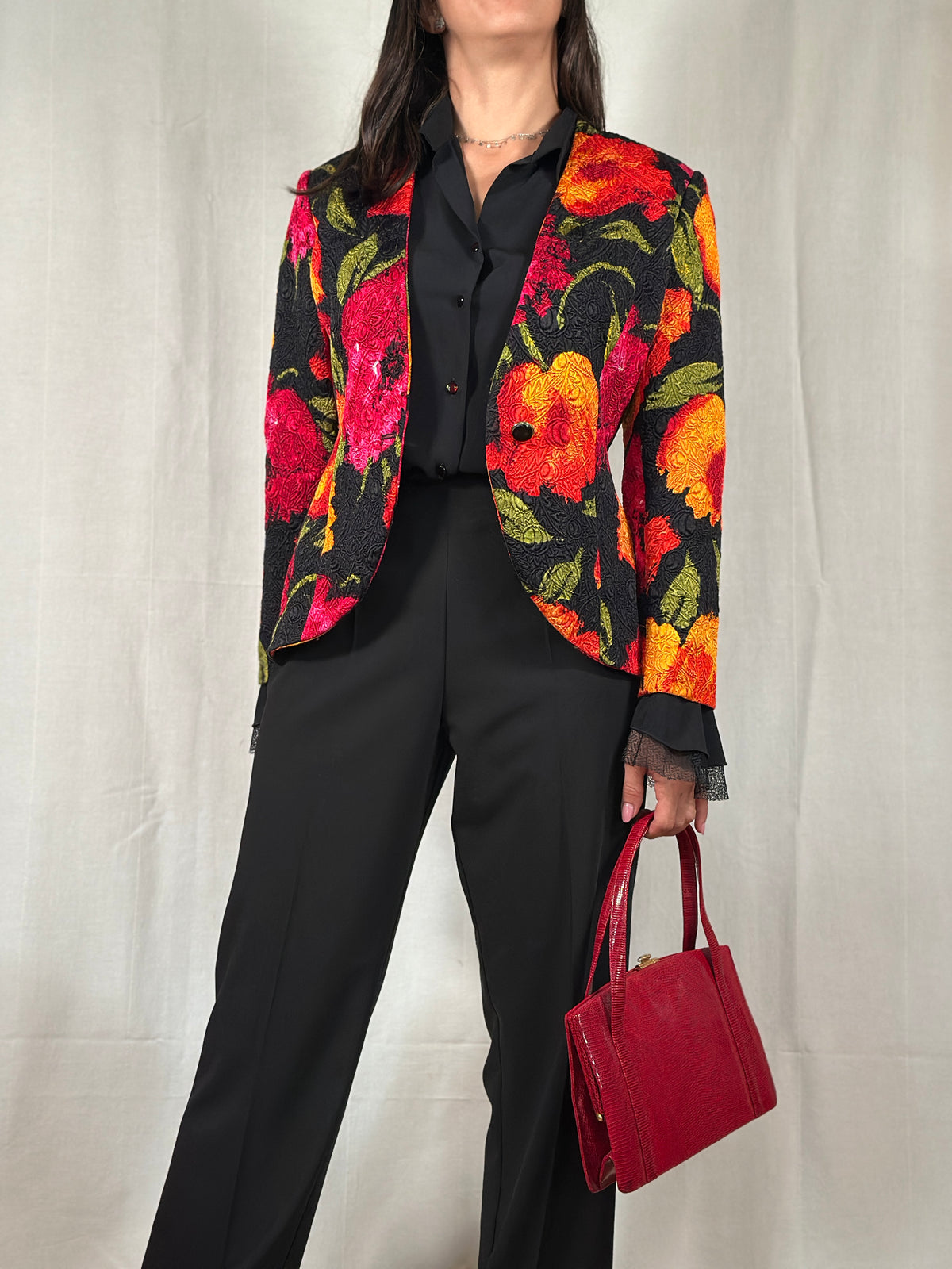 Giacca Anni ‘90 Pianoforte MaxMara Lana e Seta a Fiori