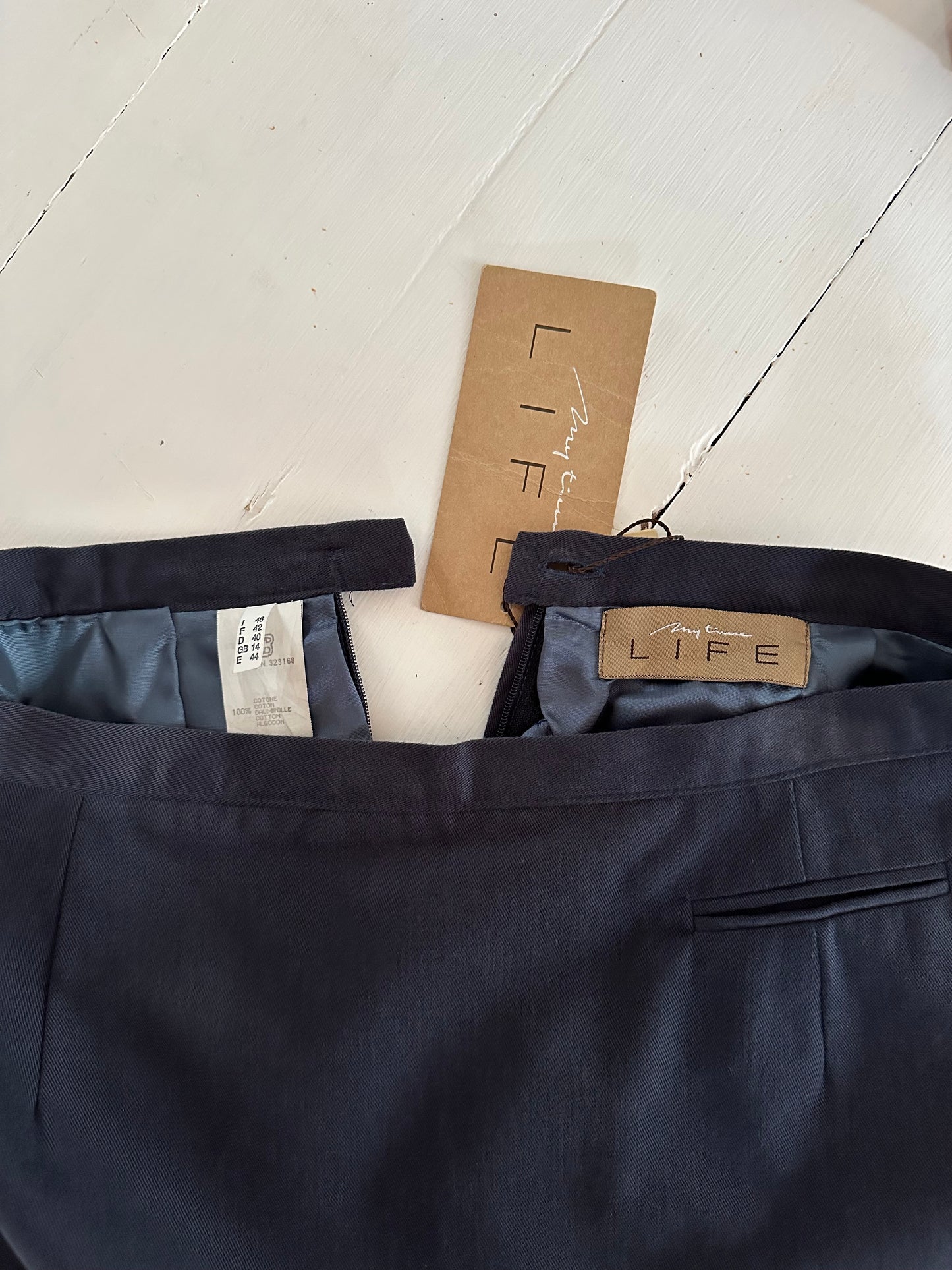 Minigonna Vintage Anni ‘90 Nuova in Cotone Blu Tg.42