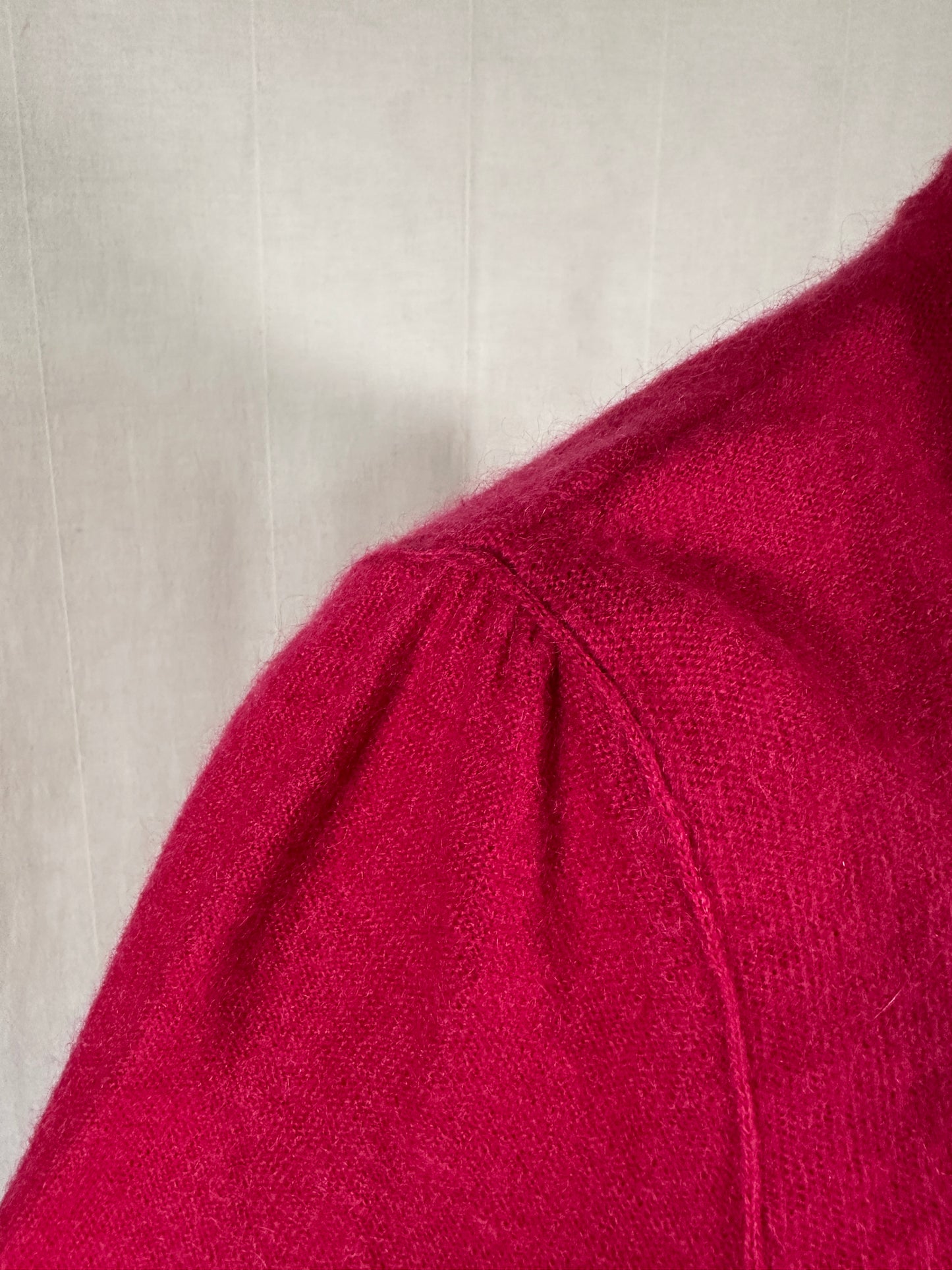 Cardigan Vintage Anni ‘80 in Misto Superkid Mohair Fucsia Tg.da 46 a 52
