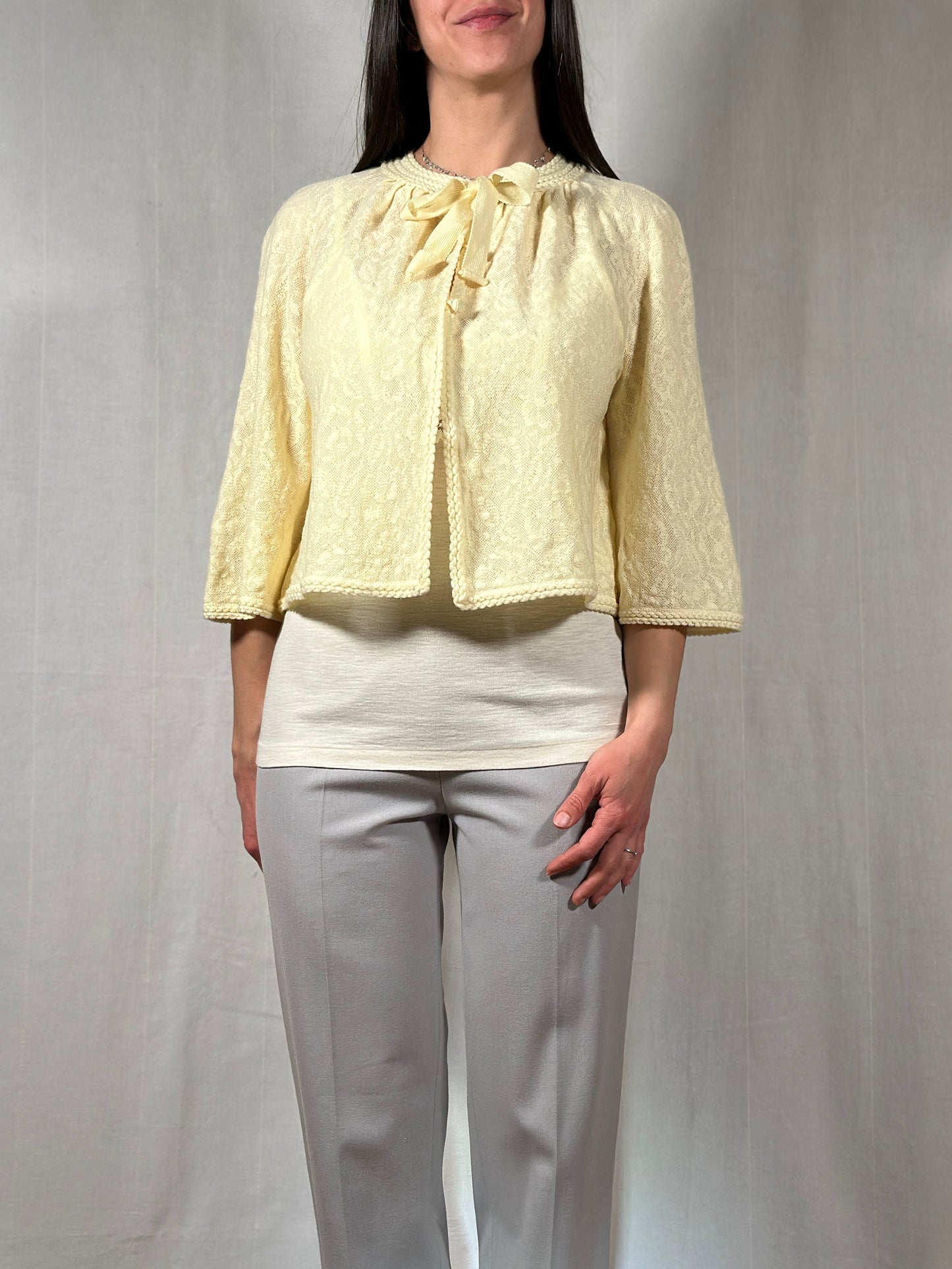Liseuse Vintage Hanro Anni ‘60 in Lana Gialla