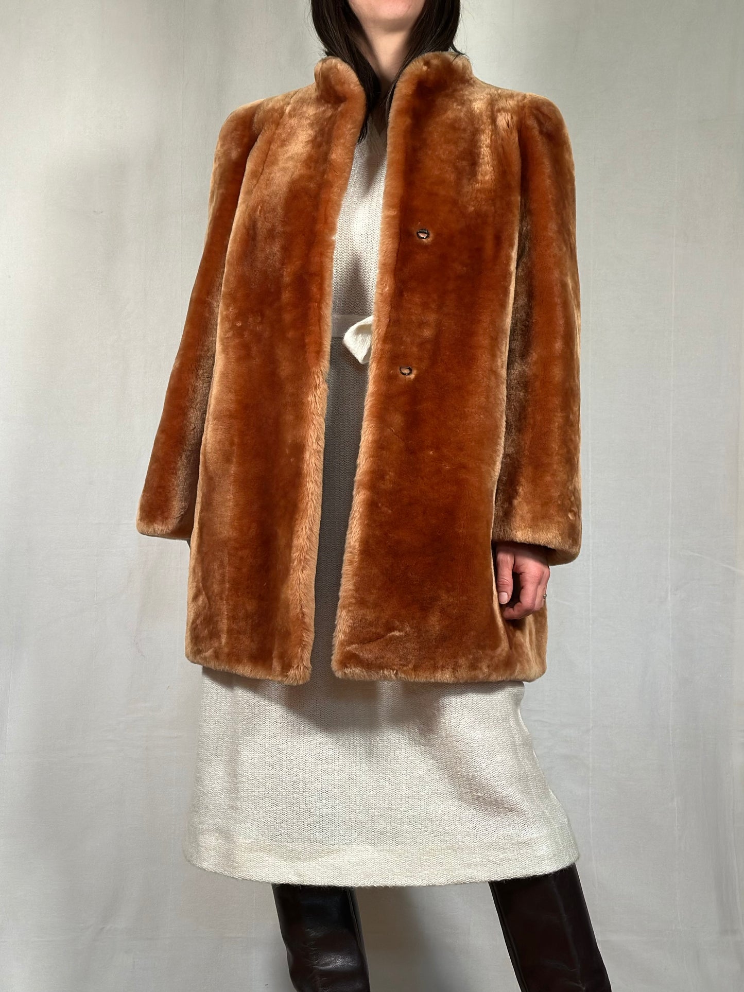 Pelliccia di Agnello Anni ‘70 Caramello Tg.42