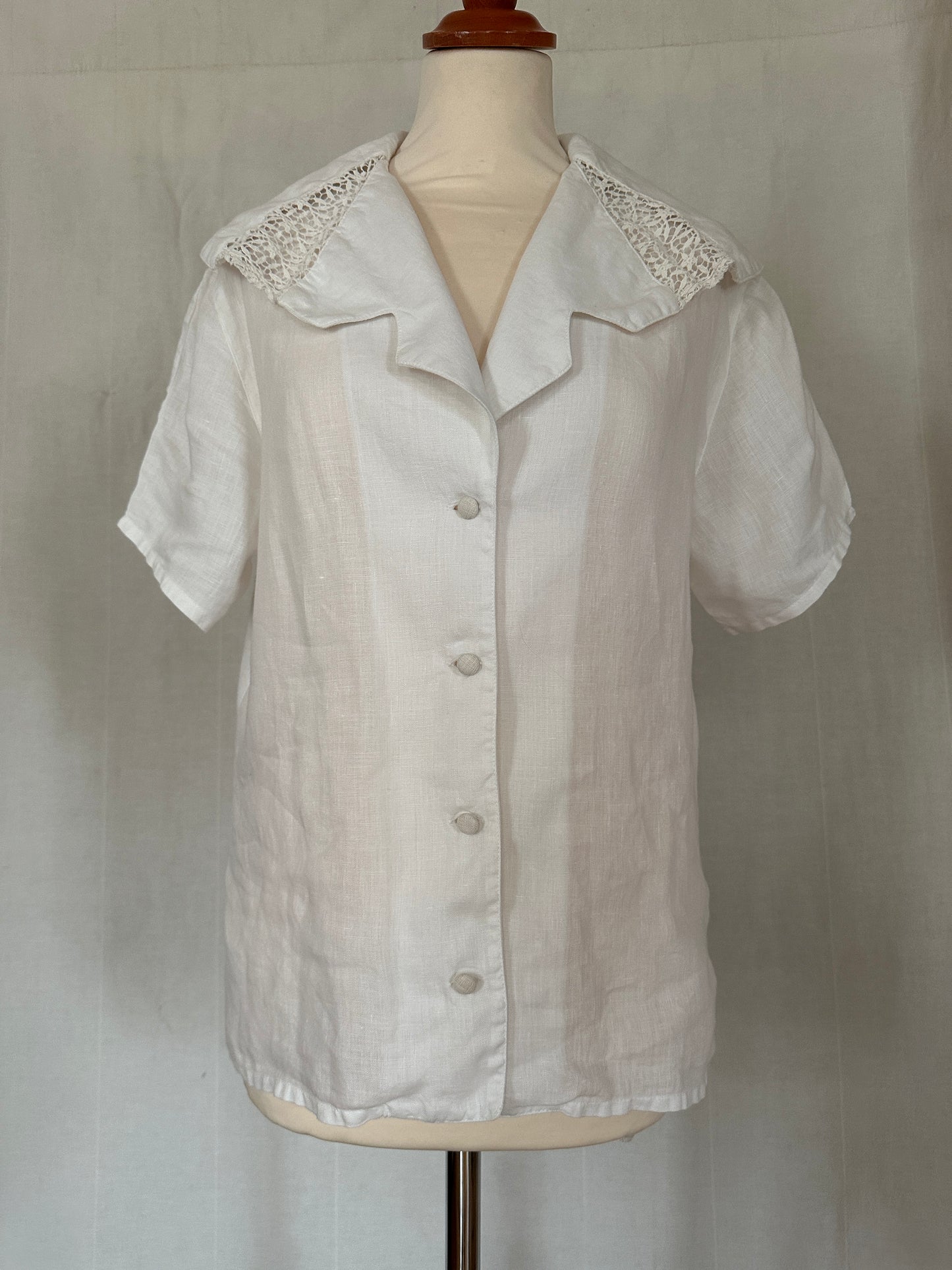 Camicia Vintage Anni ‘80 in Lino Bianca
