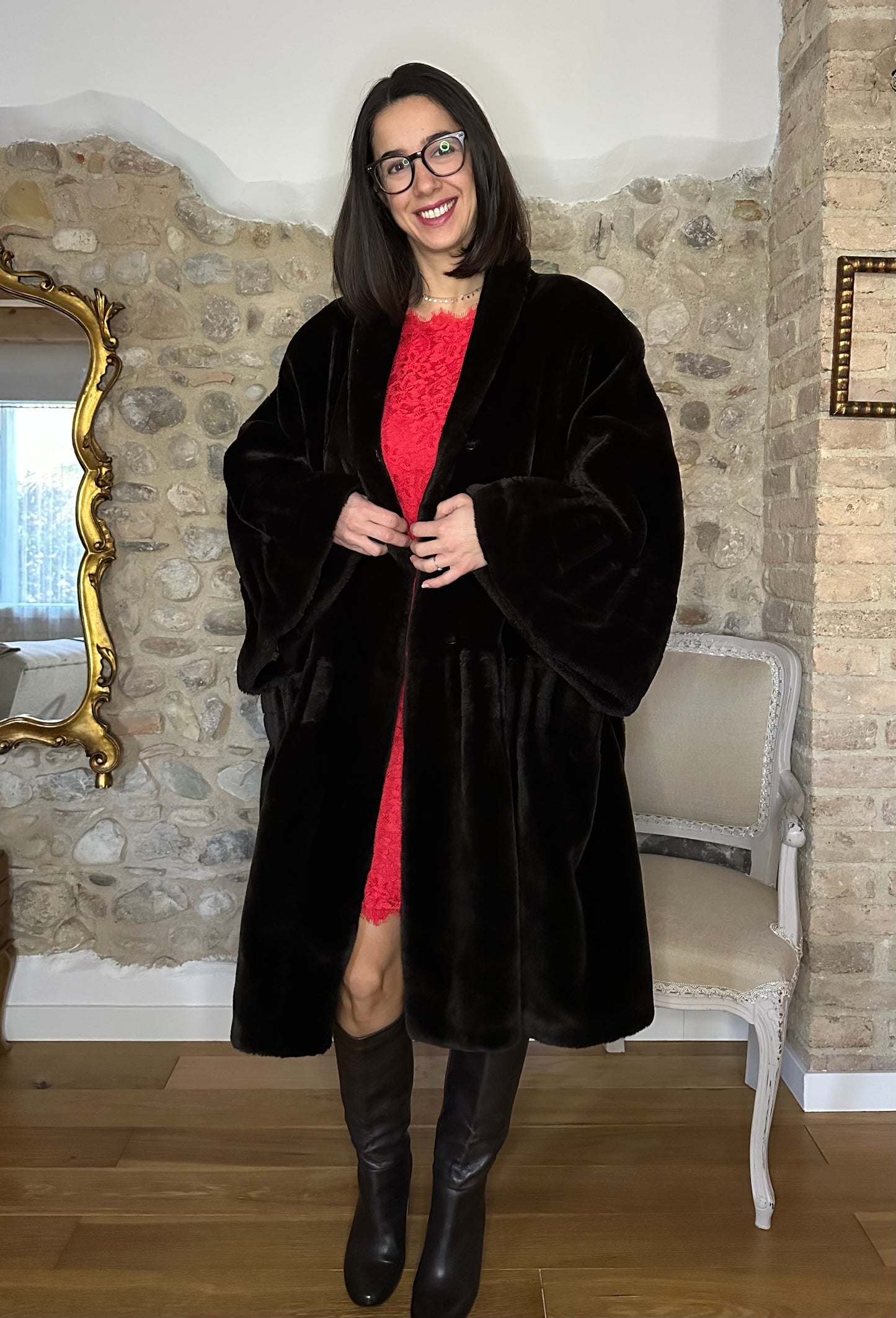 Pelliccia Sintetica Anni ‘80 Marrone Tg. Unica