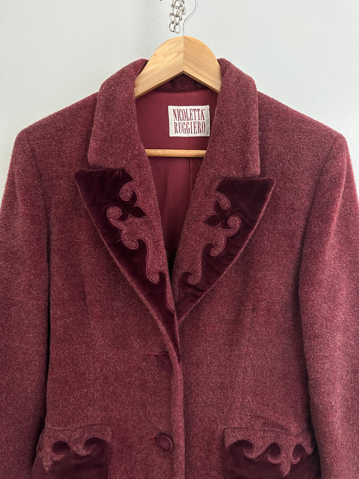 Cappotto Anni ‘90 Nicoletta Ruggiero in Lana e Angora Vinaccia