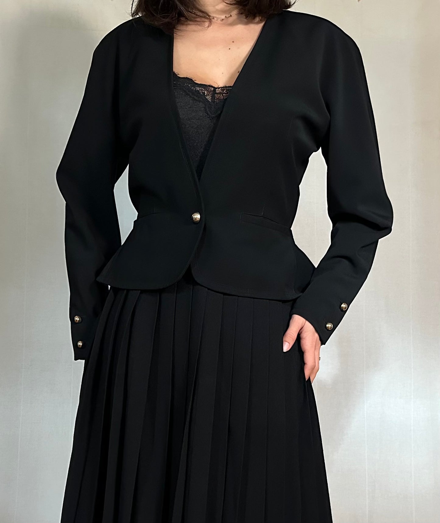 Giacca Genny Vintage Anni ‘80 in Lana Nera Tg.42