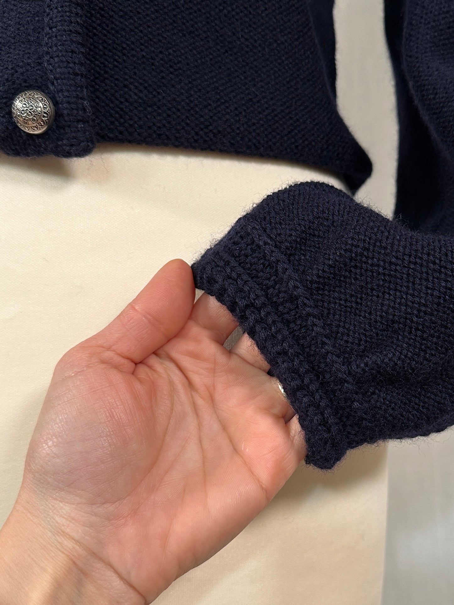 Cardigan Vintage Astrifa in Lana Blu Tg.40/42