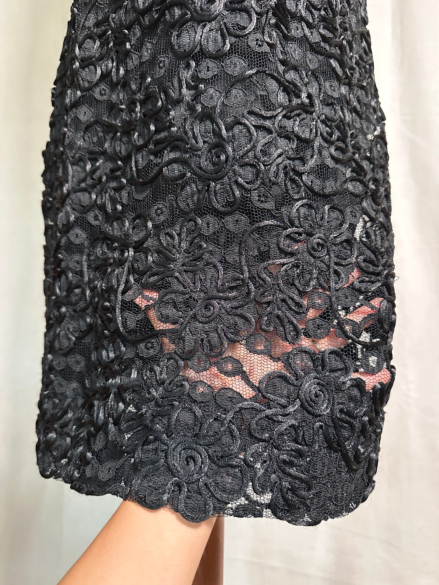 Abito Anni ‘70 in Pizzo Floreale Nero