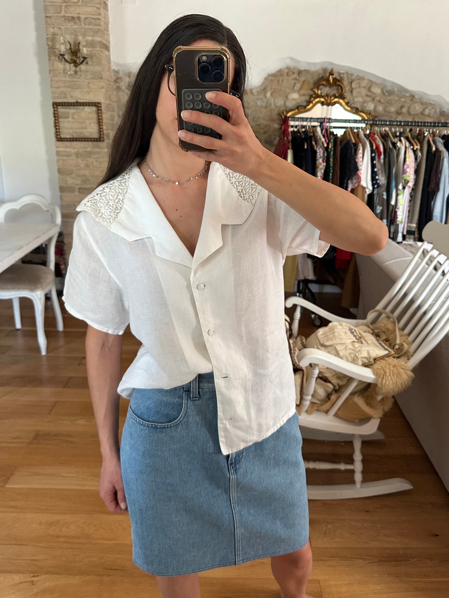 Camicia Vintage Anni ‘80 in Lino Bianca