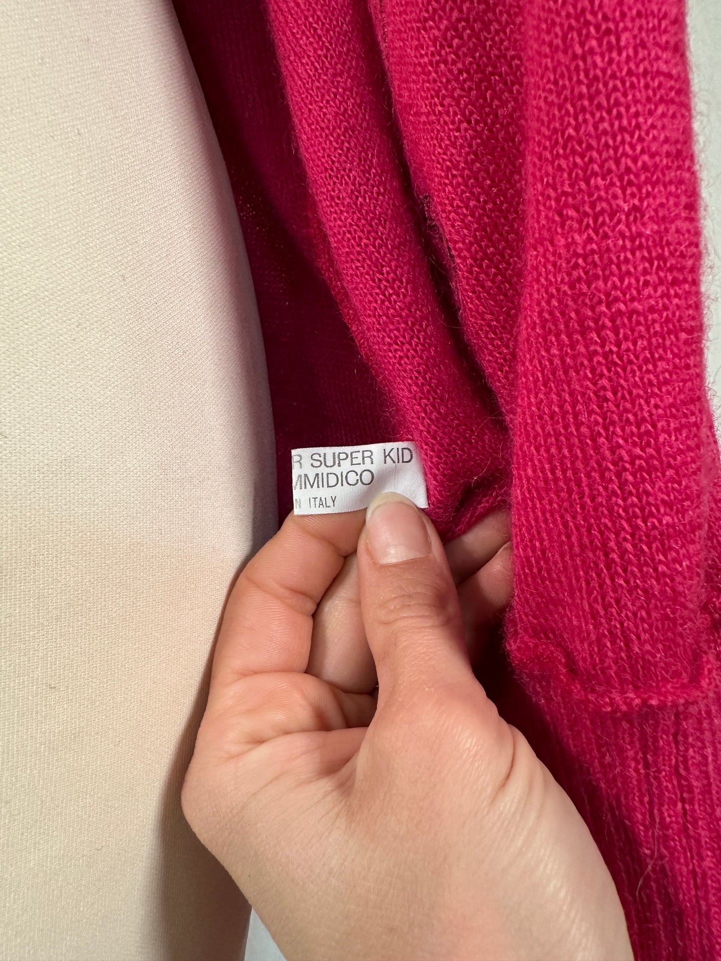 Cardigan Vintage Anni ‘80 in Misto Superkid Mohair Fucsia Tg.da 46 a 52