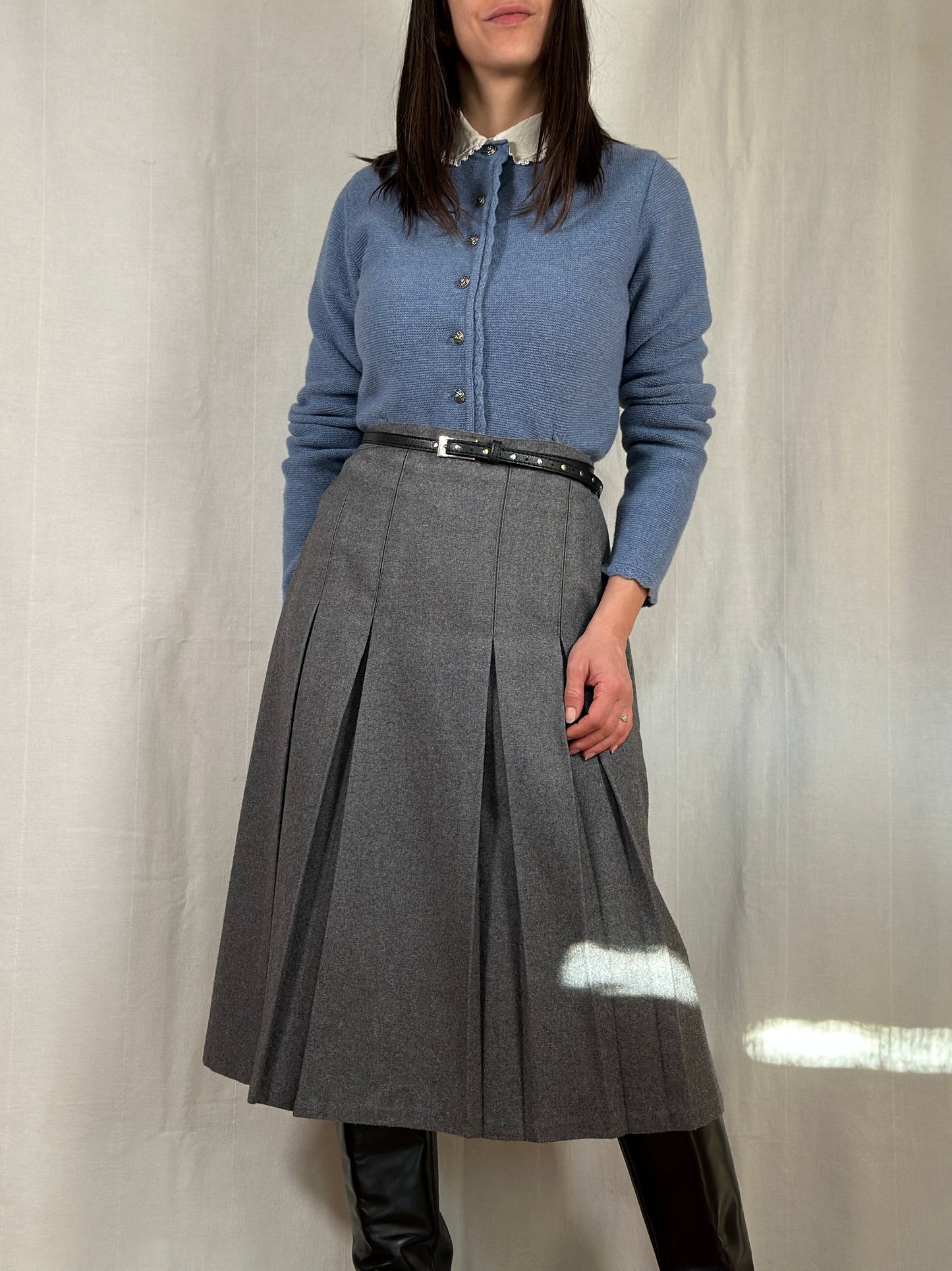 Gonna Vintage in Poli e Lana Grigia Tg.44