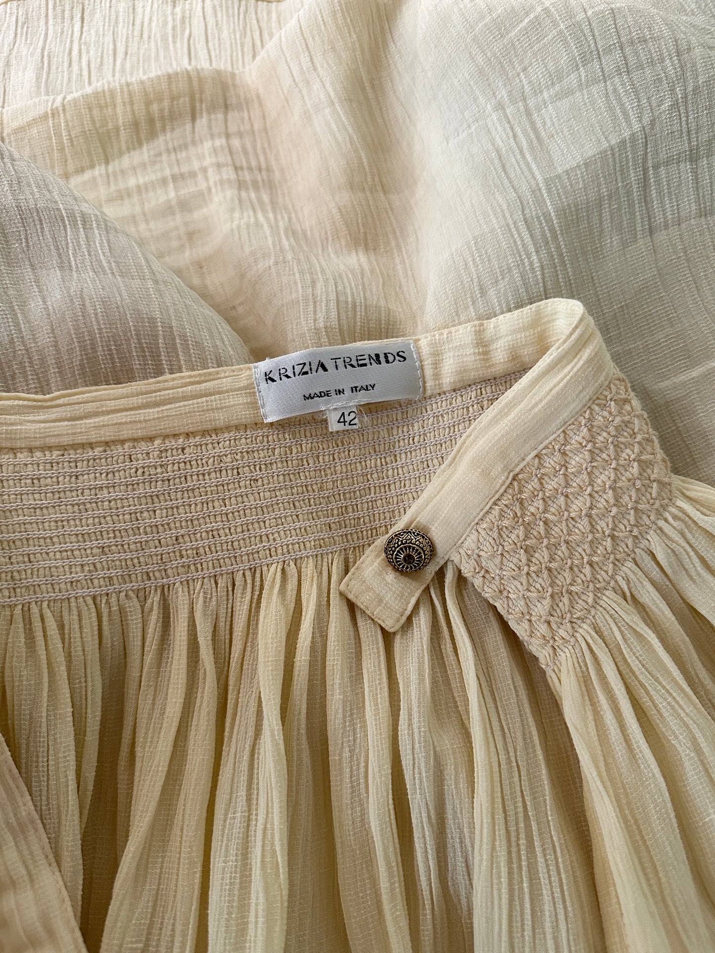Gonna Lunga Krizia Vintage Fine Anni ‘80 in Viscosa e Lino Color Crema