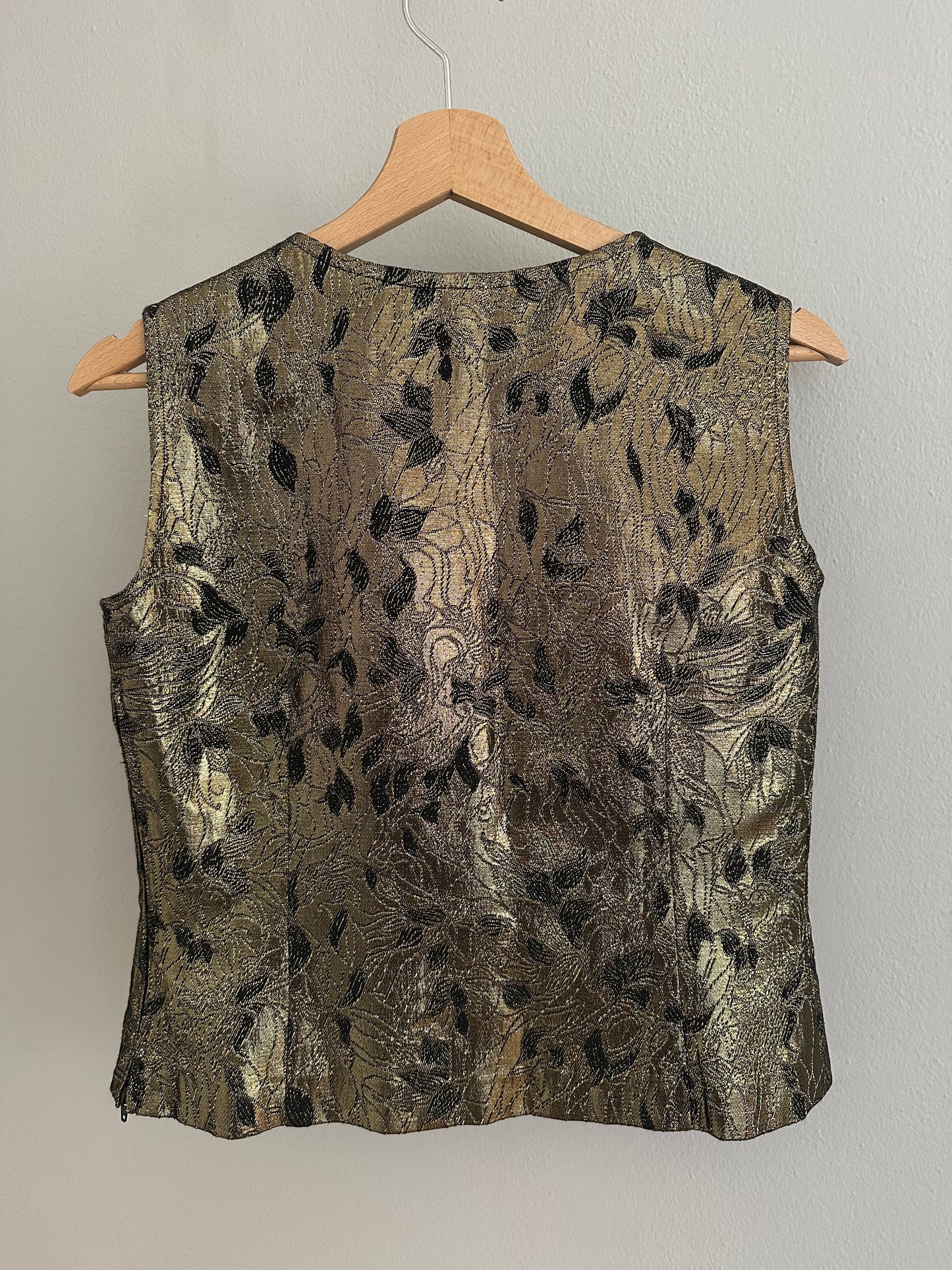 Sottogiacca Anni ‘70/‘80 in Lurex Oro con Paillettes e Perline Nere