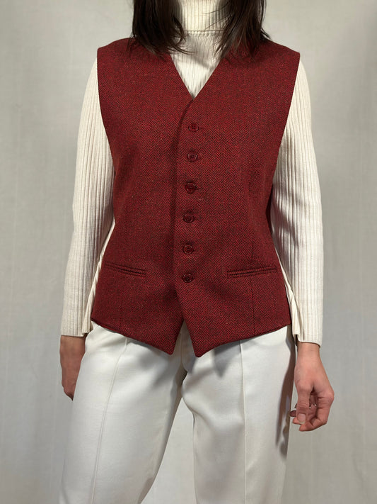 Gilet Yves Saint Laurent Anni ‘80 in Misto Lana Rosso
