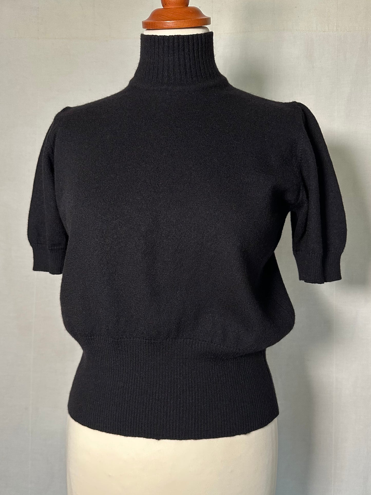 Sottogiacca Vintage Mazzonetto Manica Corta in Lana Nero Tg.40/42/44