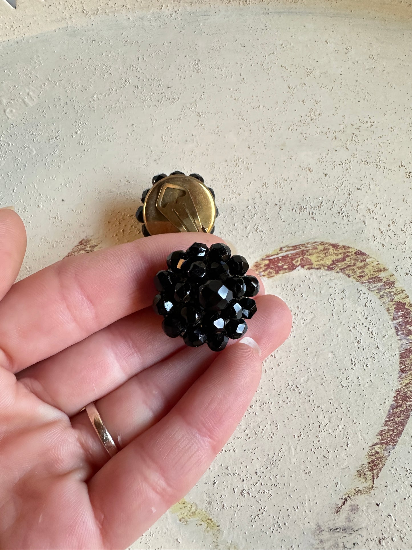 Orecchini Anni ‘60 a Clip con Perline Neri