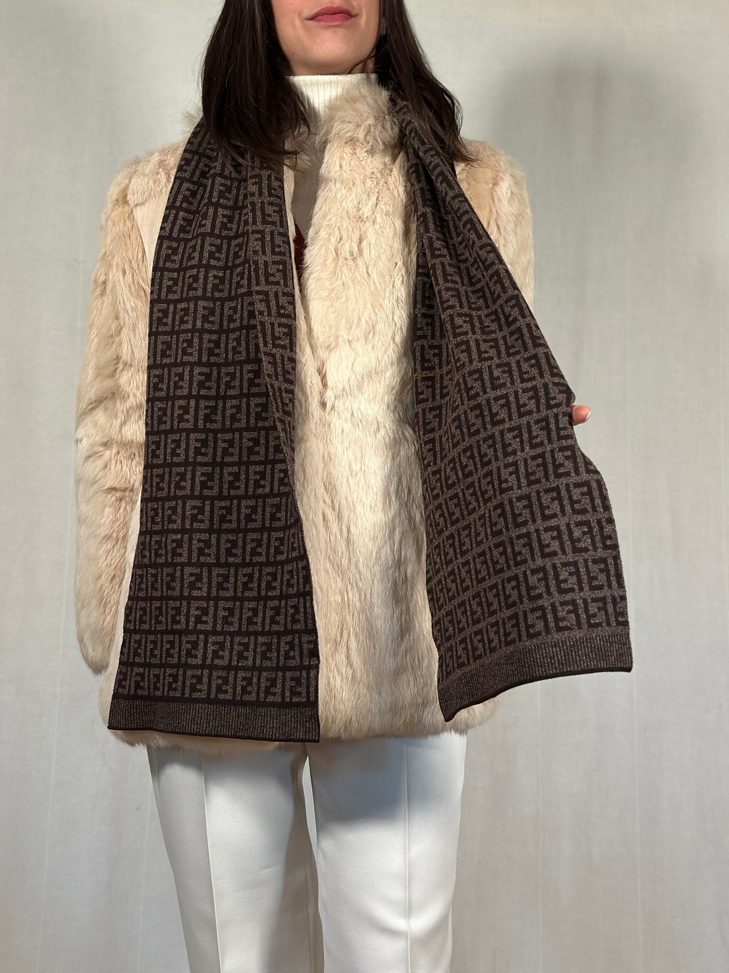 Sciarpa Fendi Monogram FF Marrone in Lana