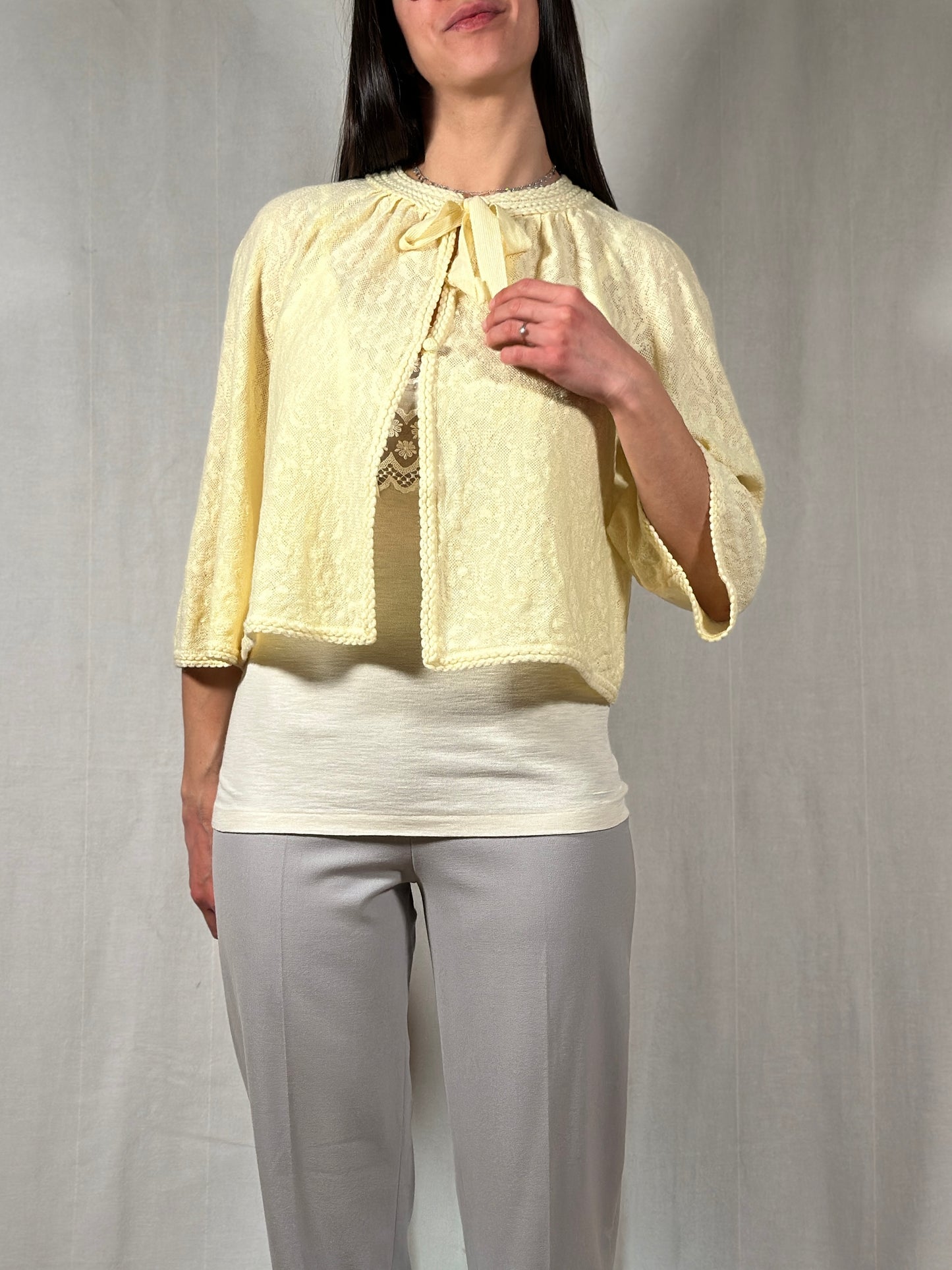 Liseuse Vintage Hanro Anni ‘60 in Lana Gialla