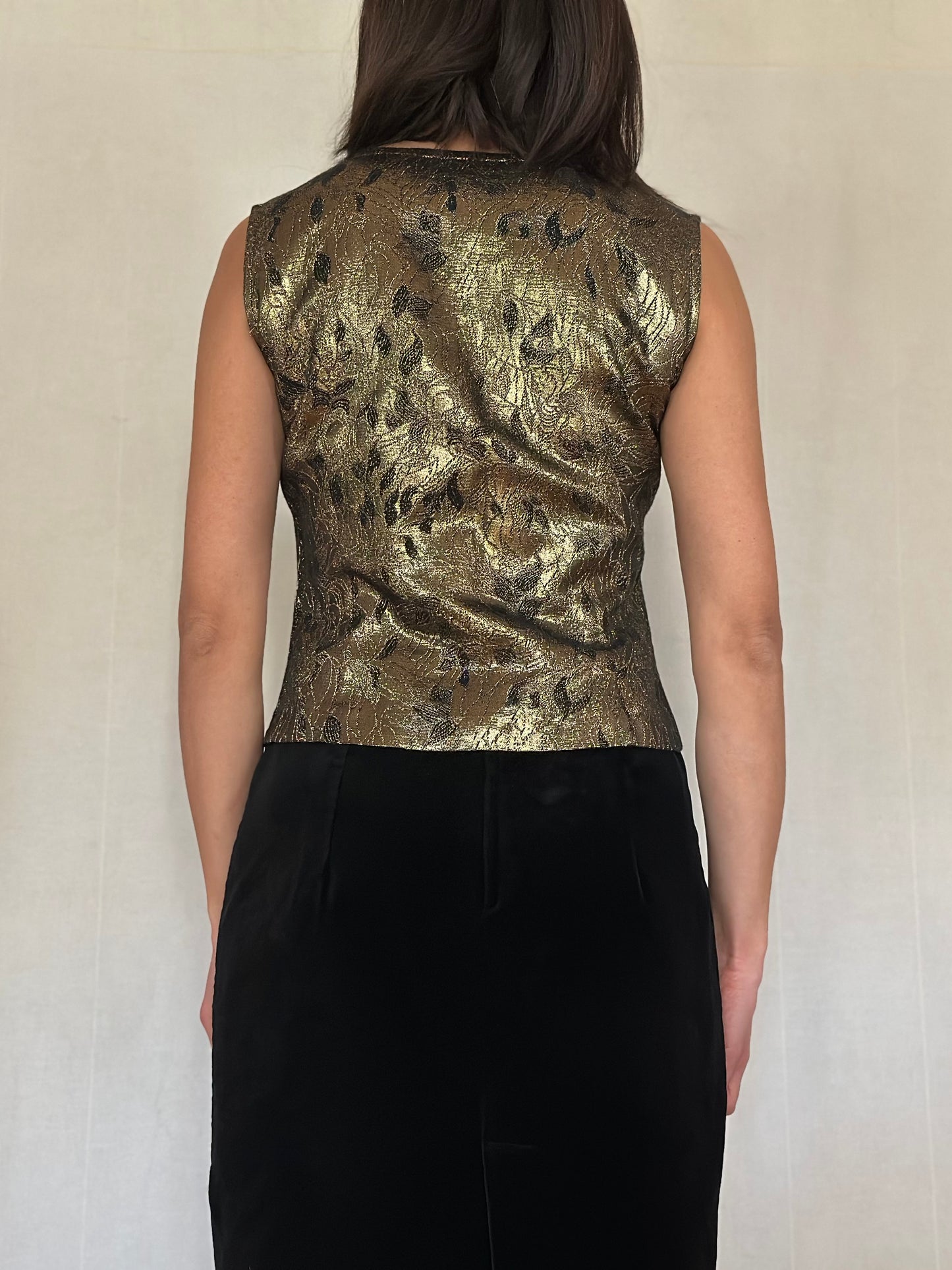 Sottogiacca Anni ‘70/‘80 in Lurex Oro con Paillettes e Perline Nere