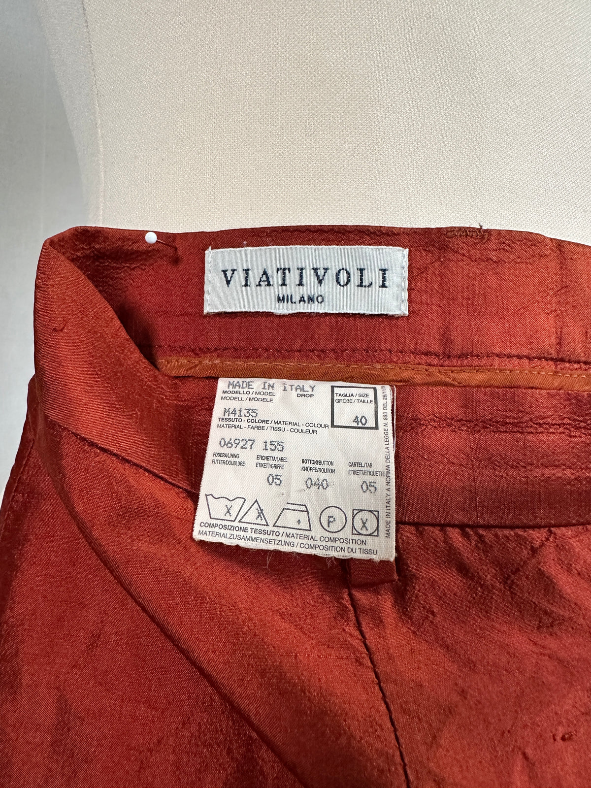 Pantaloni Anni ‘90 in Seta Mattone